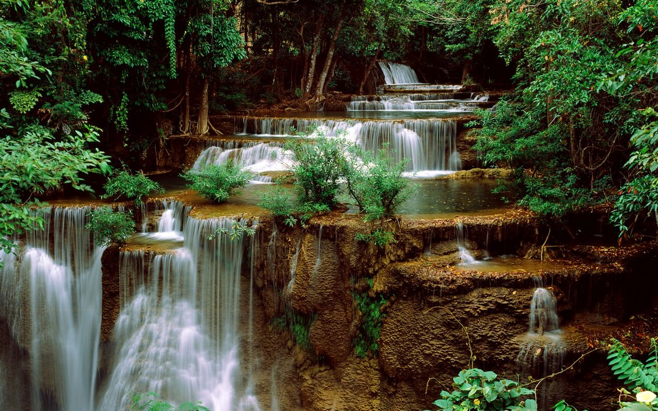 Wasserfall, Kaskaden, Dschungel, Tropen, Natur, 16:10, HD-Hintergrundbild für den Desktop