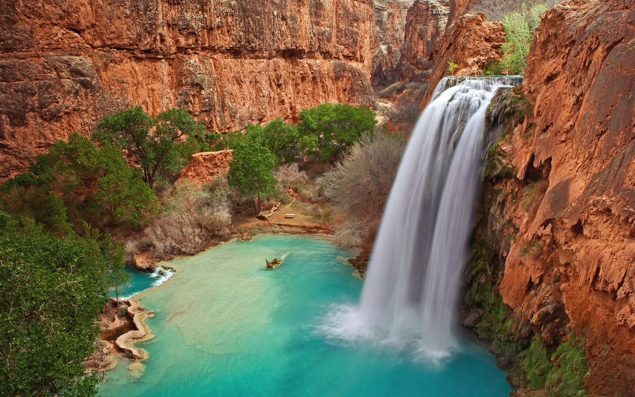 Havasu Falls, Grand Canyon, Arizona, Wasserfall, Türkisfarbenes Wasser, HD, Laptop-Hintergrundbild