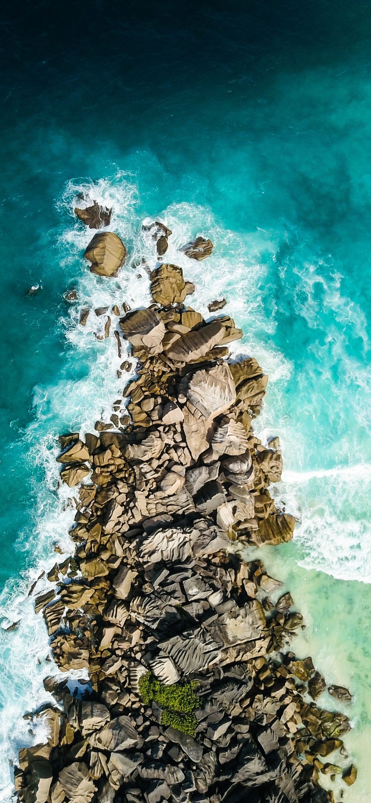 Felsen, Meer, Luftaufnahme, Türkises Wasser, Hintergrundbild für iPhone und Android