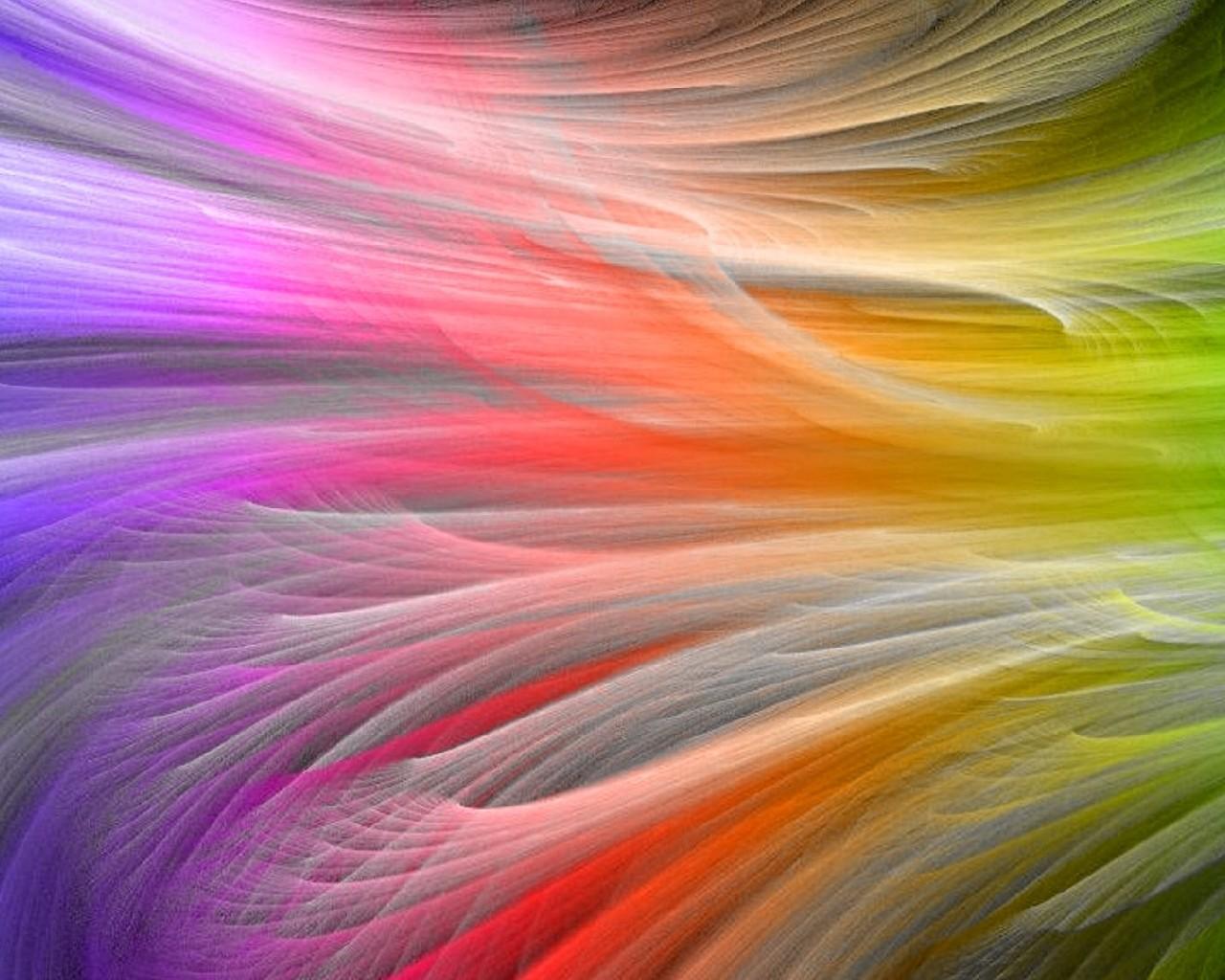 Fraktal, Federn, Regenbogenfarben, Abstrakt, Digitale Kunst, HD, Laptop-Hintergrundbild