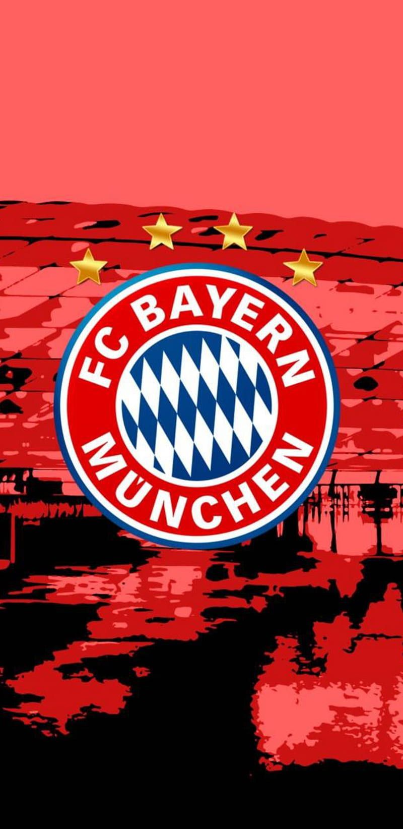FC Bayern München, Logo, Vier Sterne, Roter Hintergrund, Sperrbildschirm fürs iPhone