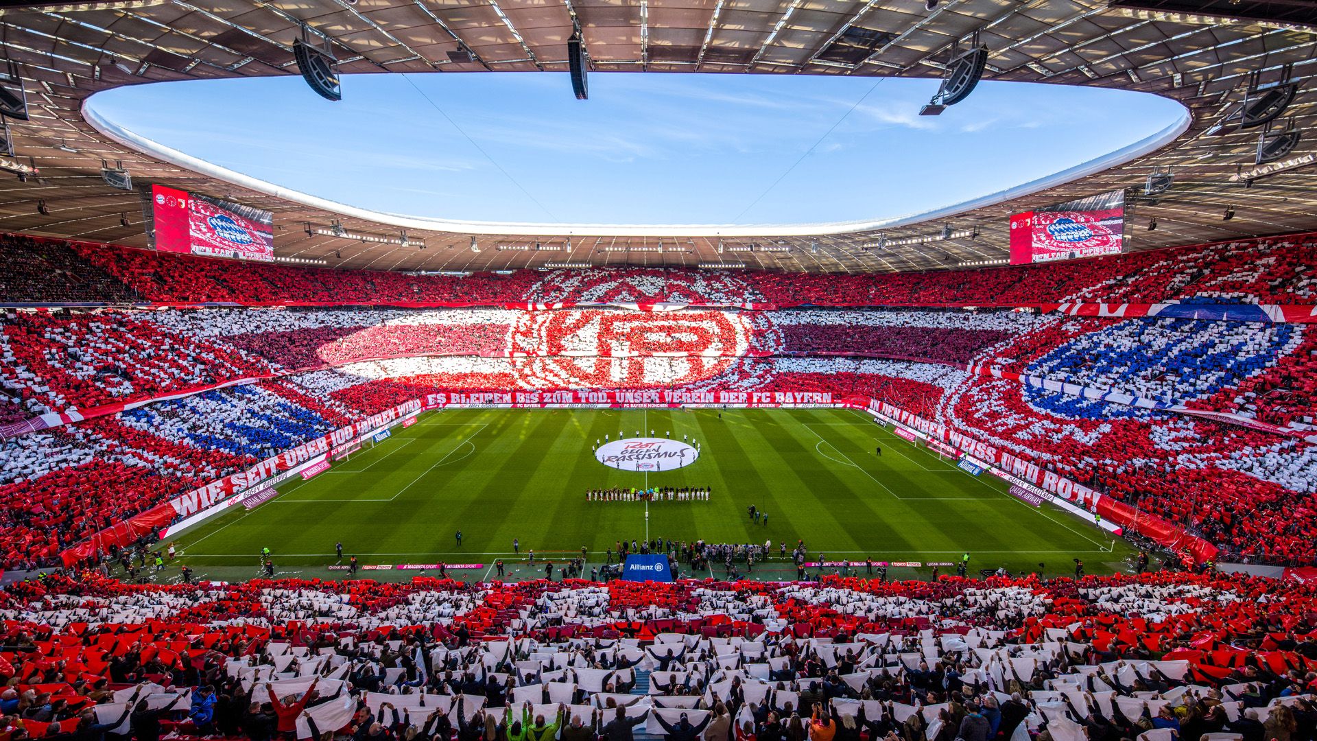 Allianz Arena, FC Bayern München, Choreografie, Fans, Fußballstadion, Full HD, PC-Hintergrundbild