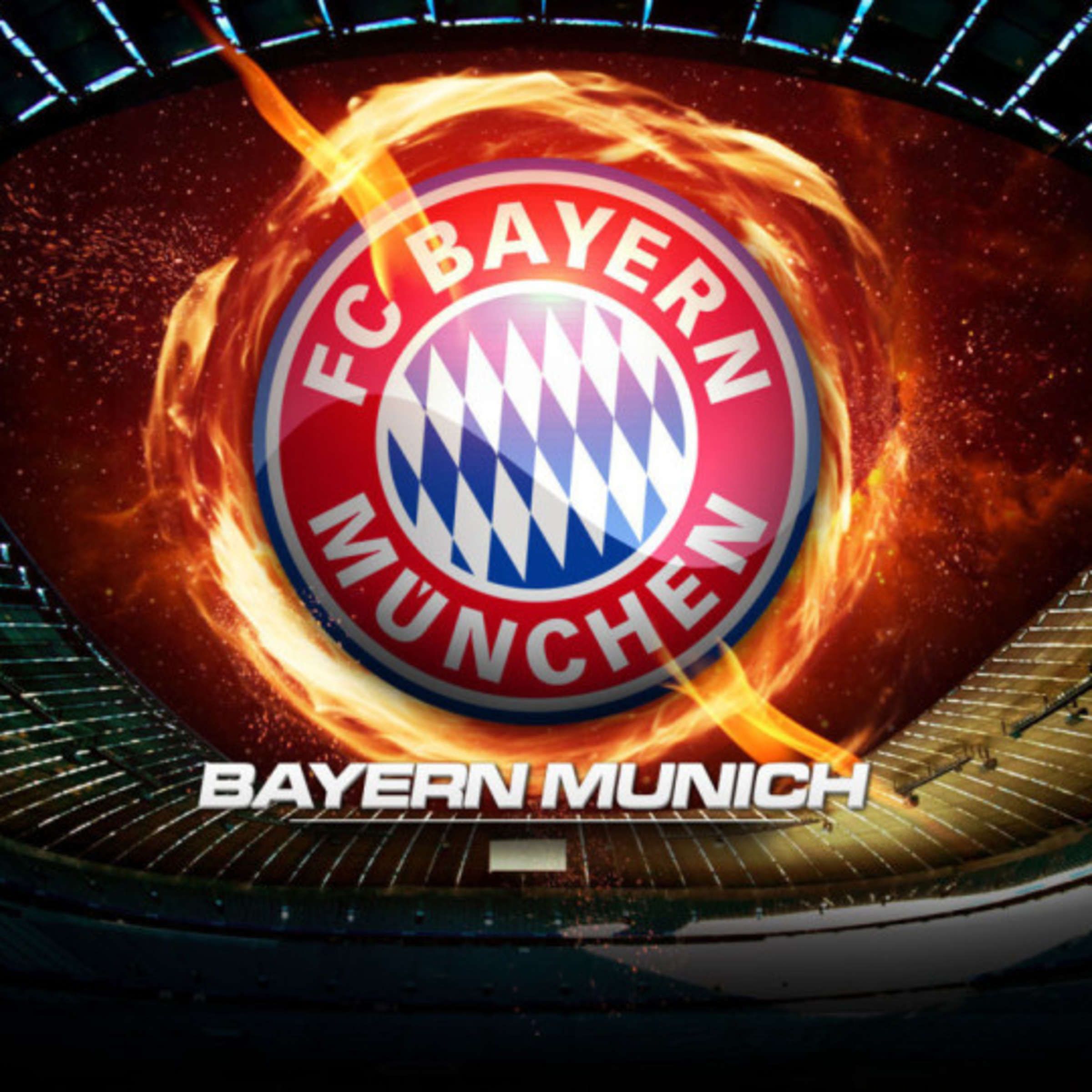 FC Bayern München, Feuer, Wappen, Stadion, Flammen, Full HD, Hintergrundbild fürs Tablet