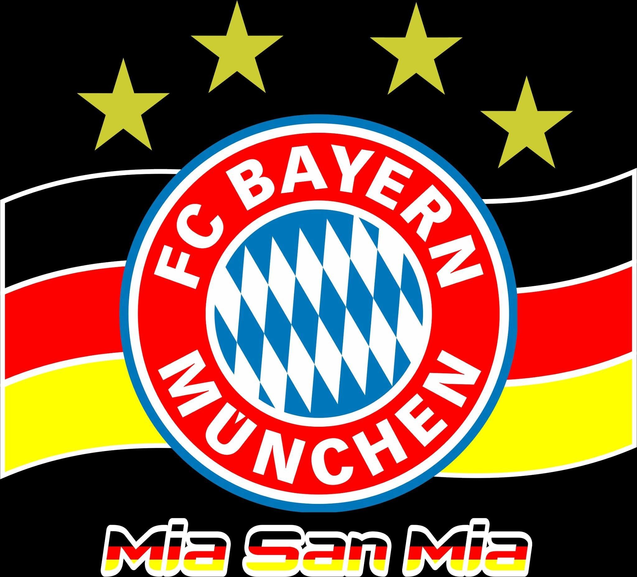 FC Bayern München, Mia san mia, Vier Sterne, Deutschlandflagge, Wappen, Full HD, Tablet-Hintergrund