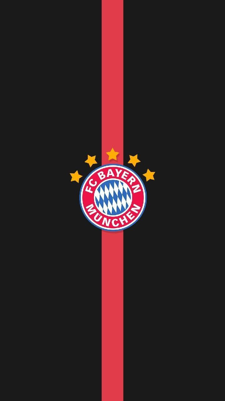 FC Bayern München, Vier Sterne, Roter Streifen, Schwarzer Hintergrund, Minimalistisch, Sperrbildschirm