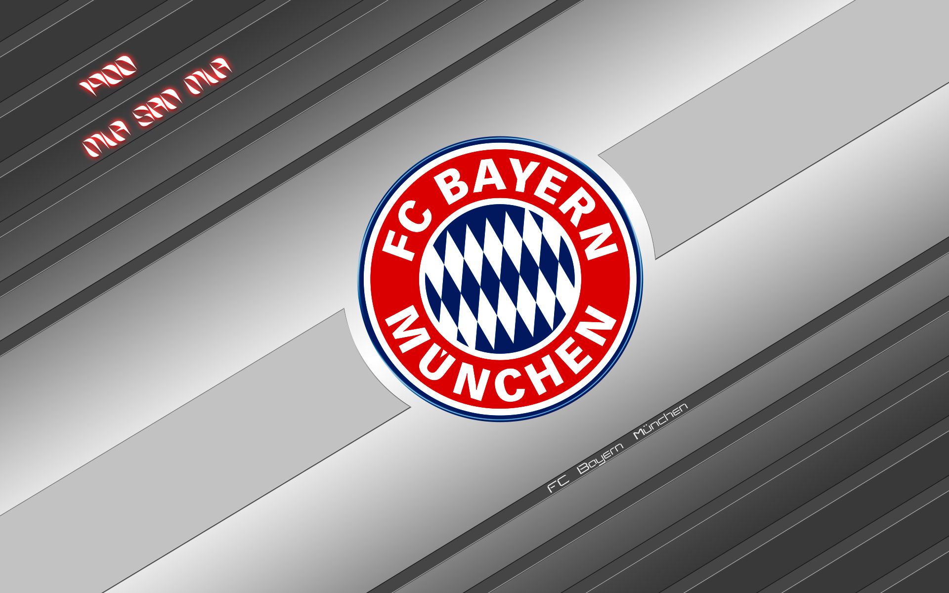 FC Bayern München, Wappen, Silberne Streifen, Grau, Abstrakt, Full HD, MacBook-Hintergrundbild
