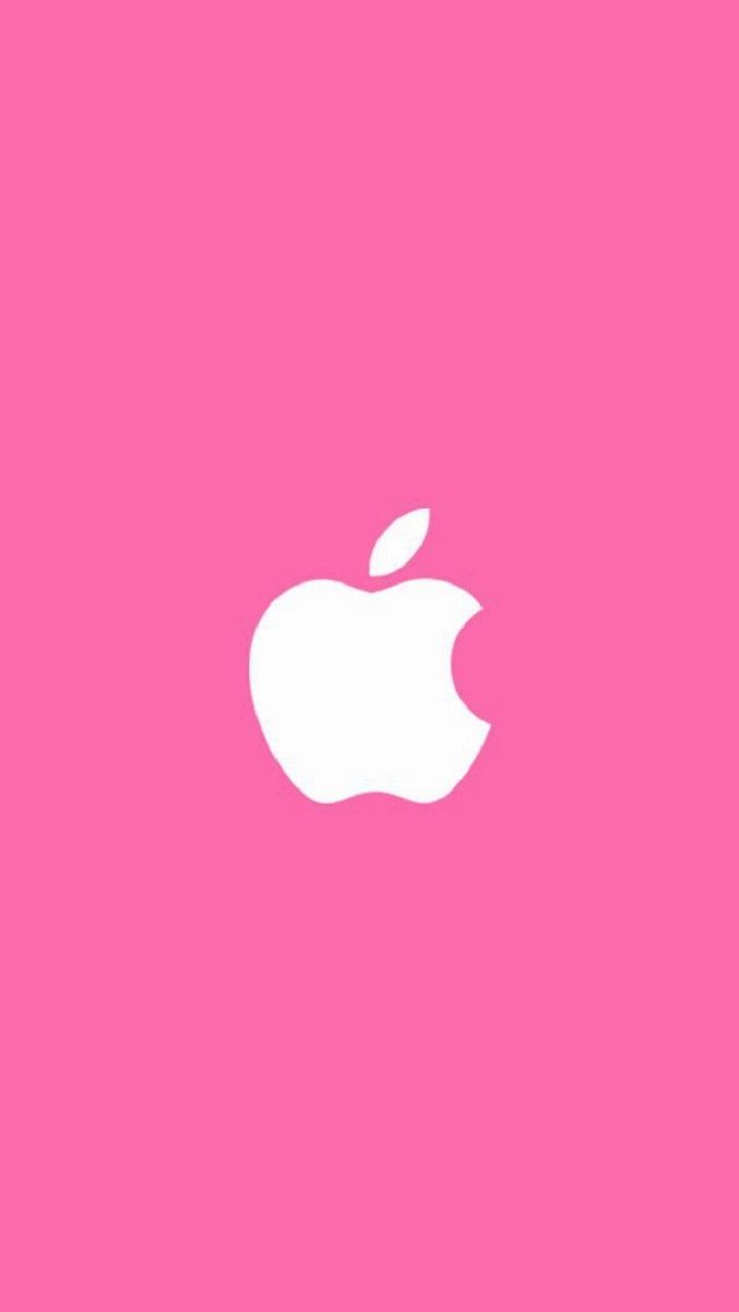 Apple-Logo, Pinker Hintergrund, Weiß, Minimalistisch, Wallpaper
