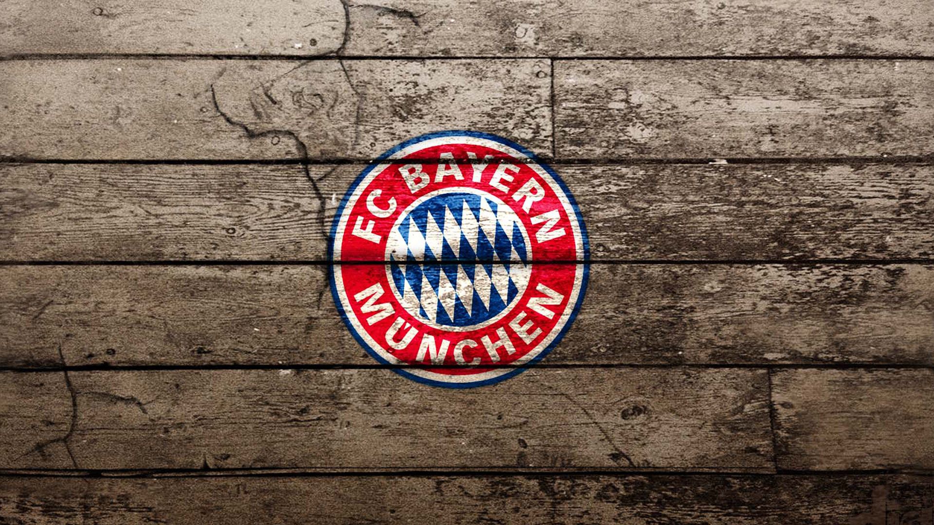 FC Bayern München, Logo, Holzwand, Rustikal, 16:9, Full-HD-Hintergrundbild für den Desktop