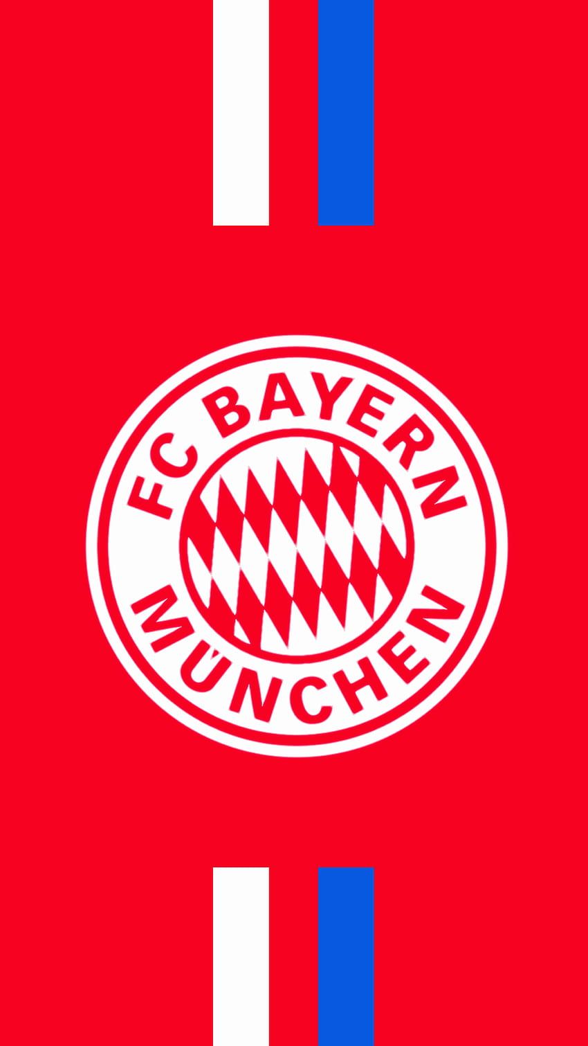 FC Bayern München, Wappen, Roter Hintergrund, Blaue Streifen, Minimalistisch, Sperrbildschirm