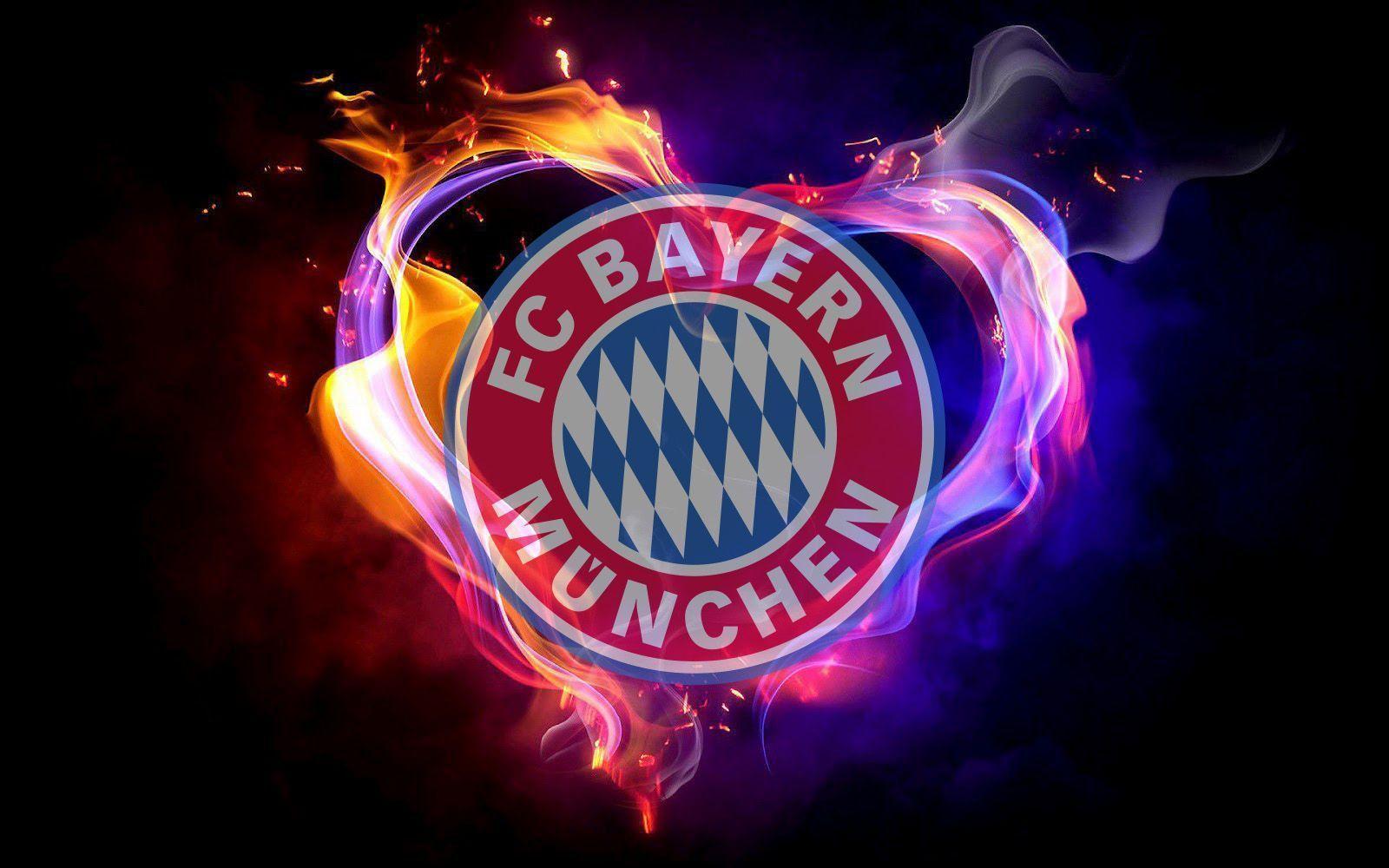 FC Bayern München, Wappen, Feuer, Lila Flammen, Schwarzer Hintergrund, HD Wallpaper