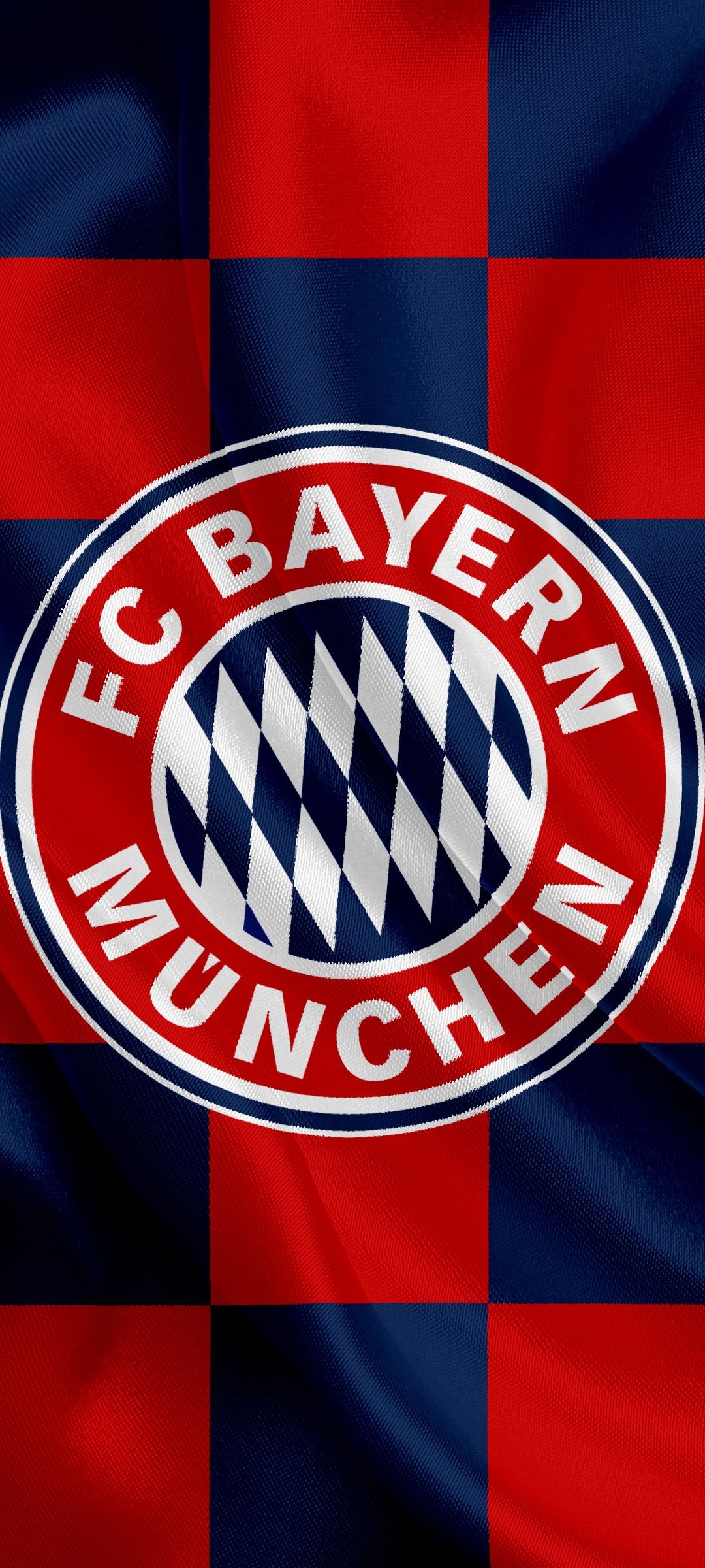 FC Bayern München, Wappen, Karomuster, Rot-blau, Full HD, Hintergrundbild fürs Handy