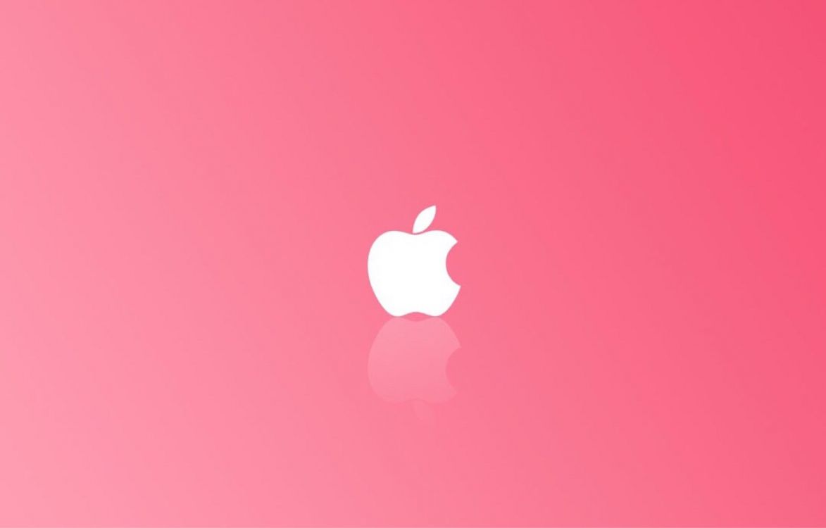 Apple-Logo, Spiegelung, Rosa Farbverlauf, Minimalistisch, Hintergrundbild