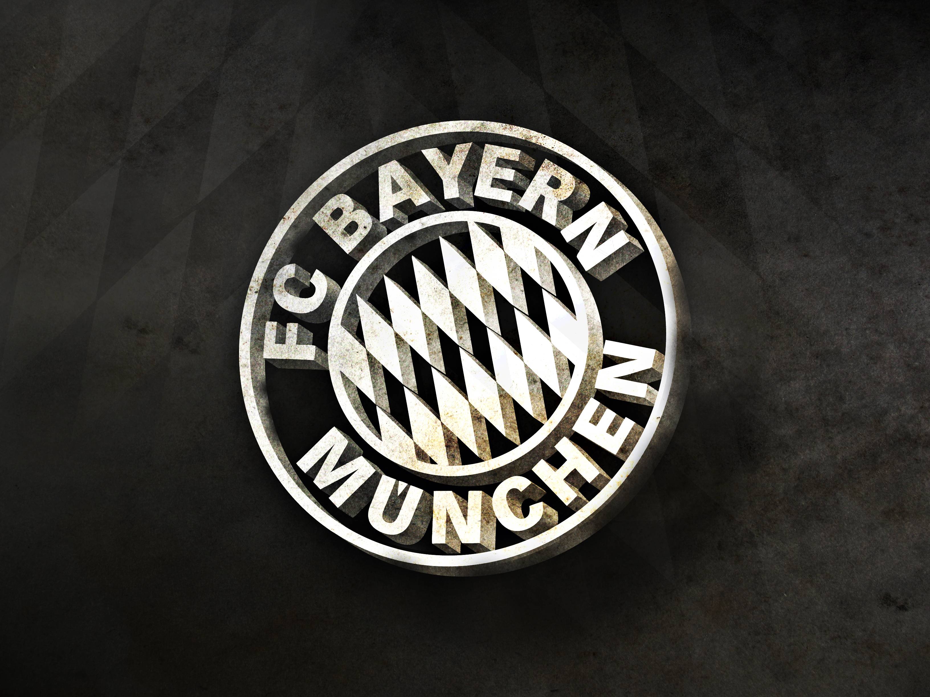 FC Bayern München, Silbernes Wappen, Schwarz-Weiß, Dunkler Hintergrund, 2K Wallpaper