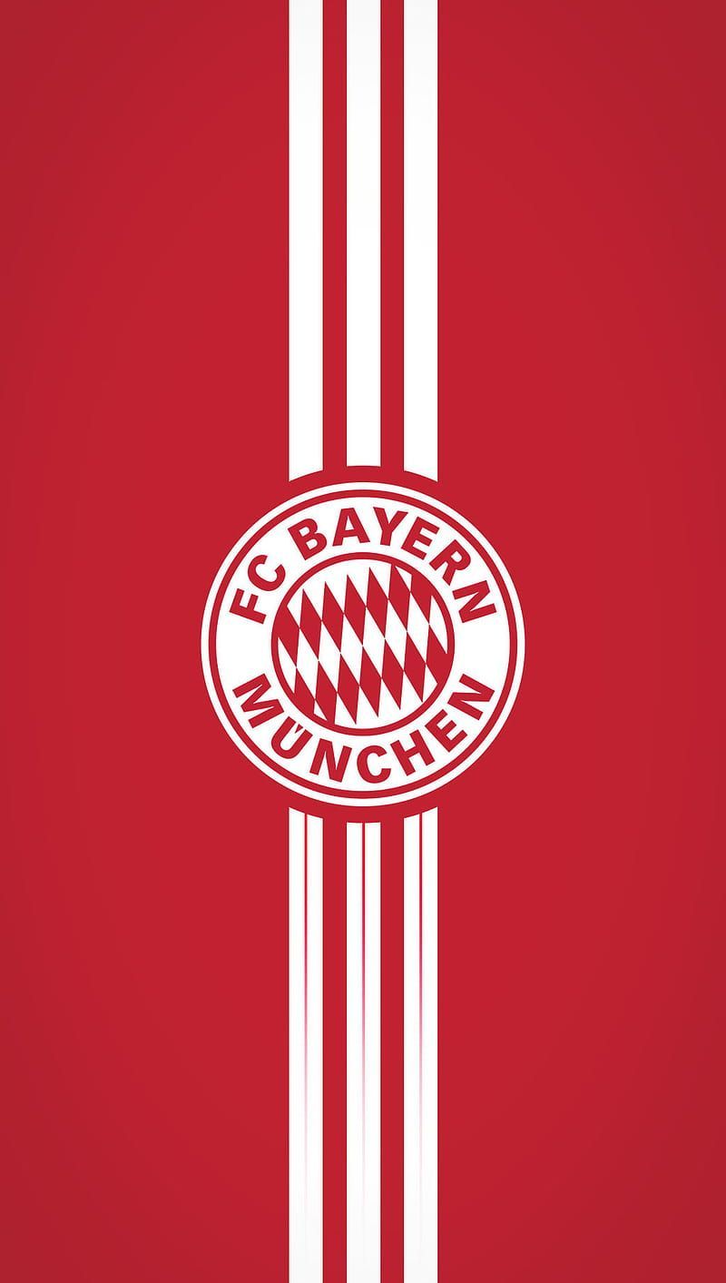 FC Bayern München, Logo, Weiße Streifen, Roter Hintergrund, Minimalistisch, Sperrbildschirm fürs iPhone