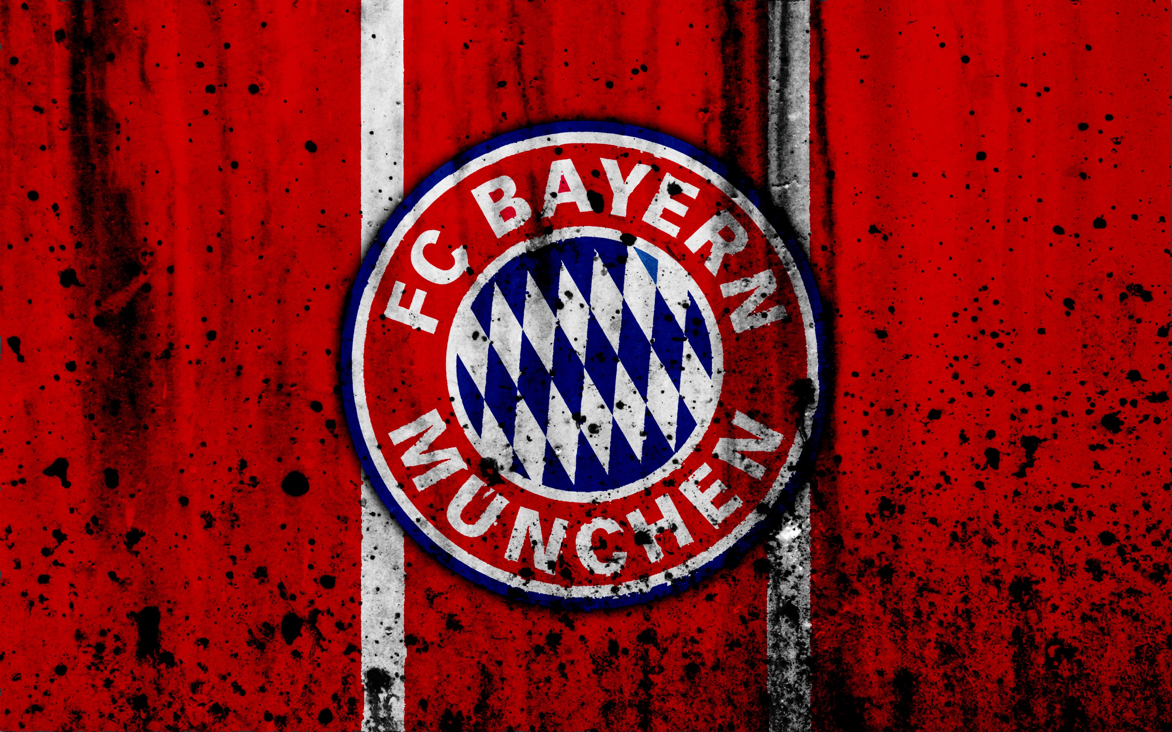 FC Bayern München, Wappen, Grunge, Farbspritzer, Rot, 16:10, 4K-Hintergrundbild für den Desktop