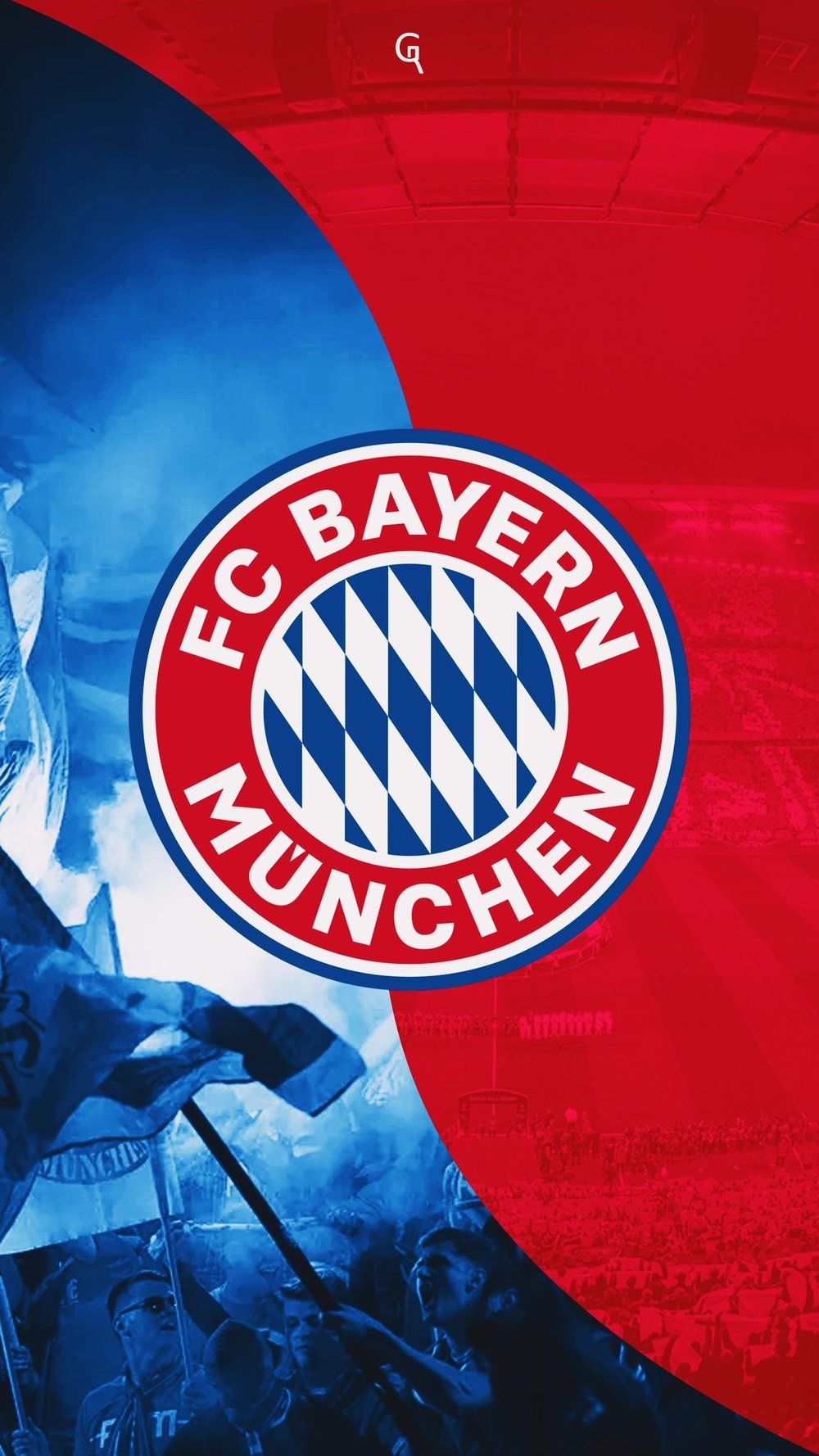 FC Bayern München, Wappen, Rot-blau, Abstrakt, Hochformat, Hintergrundbild fürs Smartphone