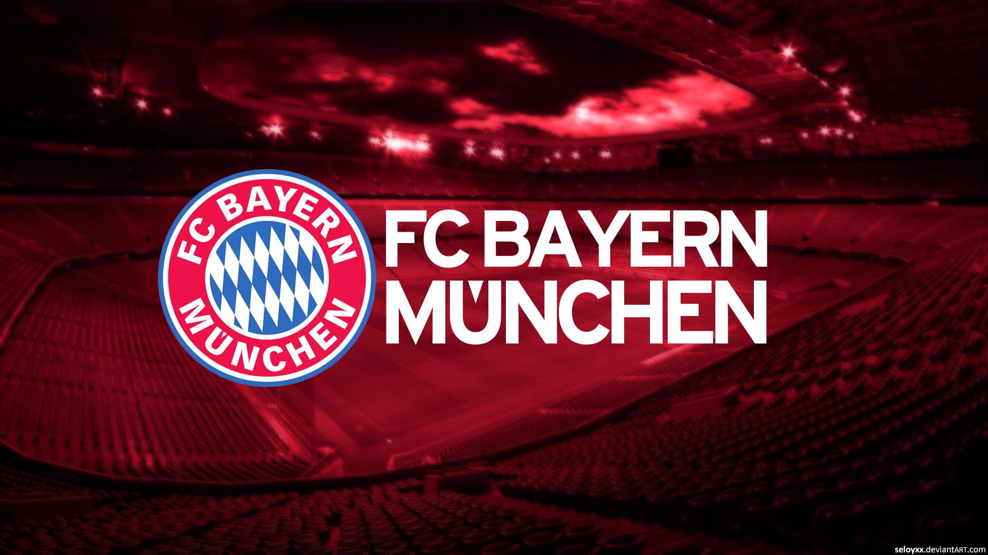 FC Bayern München, Allianz Arena, Schriftzug, Rote Tribüne, Full HD, Breitbild-Hintergrundbild