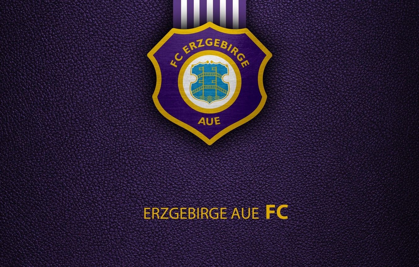 FC Erzgebirge Aue, Logo, Lila, Lederstruktur, HD, Desktop-Hintergrund für Windows