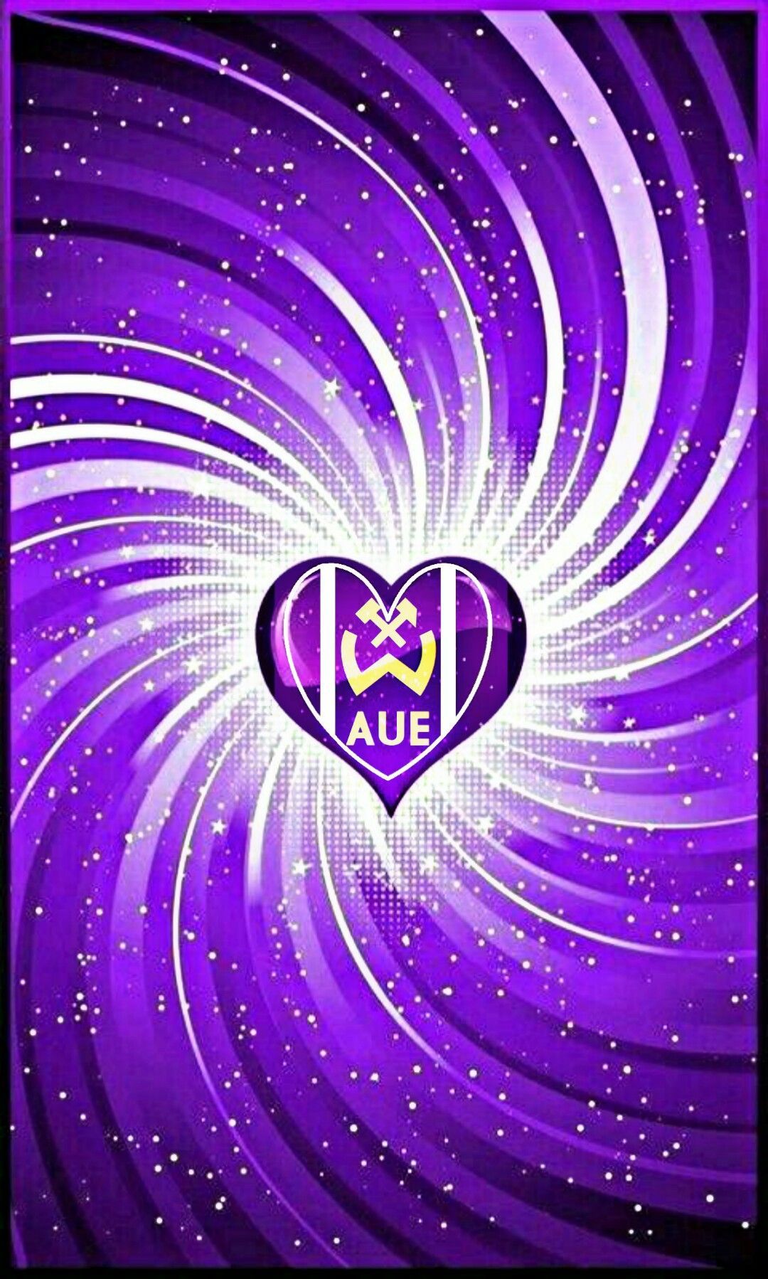 FC Erzgebirge Aue, Herz, Wismut-Logo, Lila, Spirale, Hochformat, Hintergrundbild fürs Smartphone