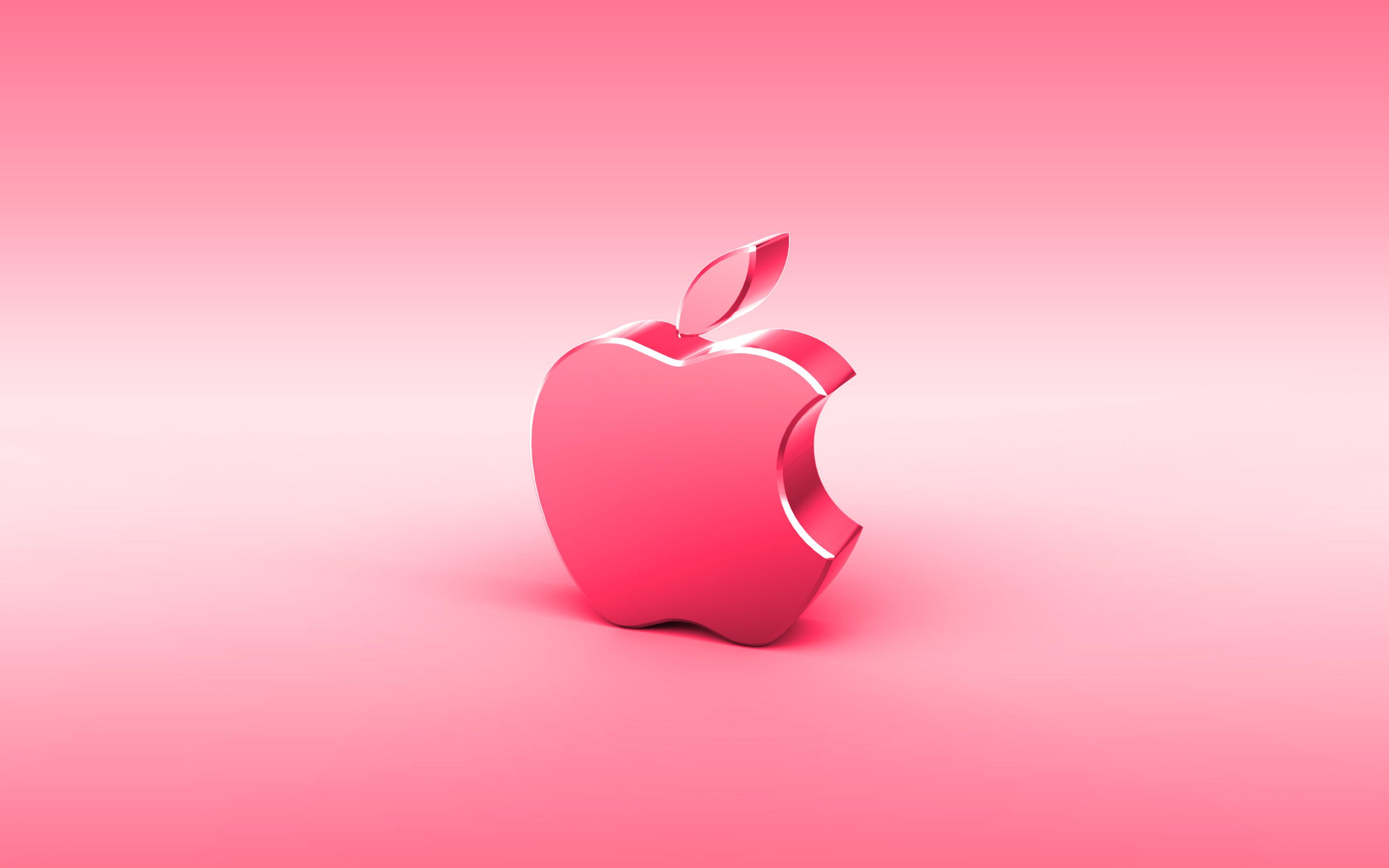 Apple-Logo, 3D-Logo, Rosa, Pink, 16:10, 2K-Hintergrundbild für den Desktop