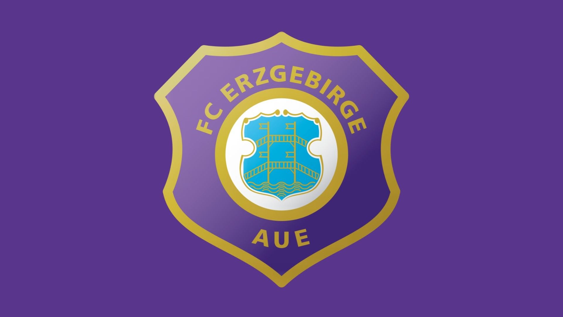 FC Erzgebirge Aue, Wappen, Lila Hintergrund, Gold, Full HD Wallpaper