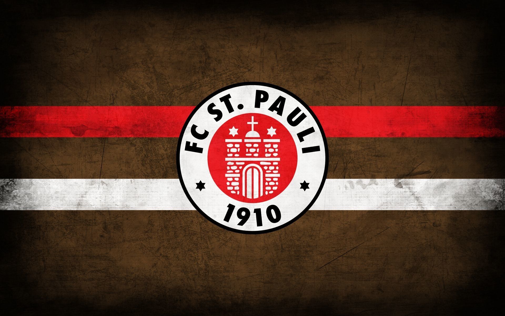 FC St. Pauli, Vereinswappen, Braun-Weiß-Rot, Grunge, 1910, Full-HD-Hintergrundbild für PC