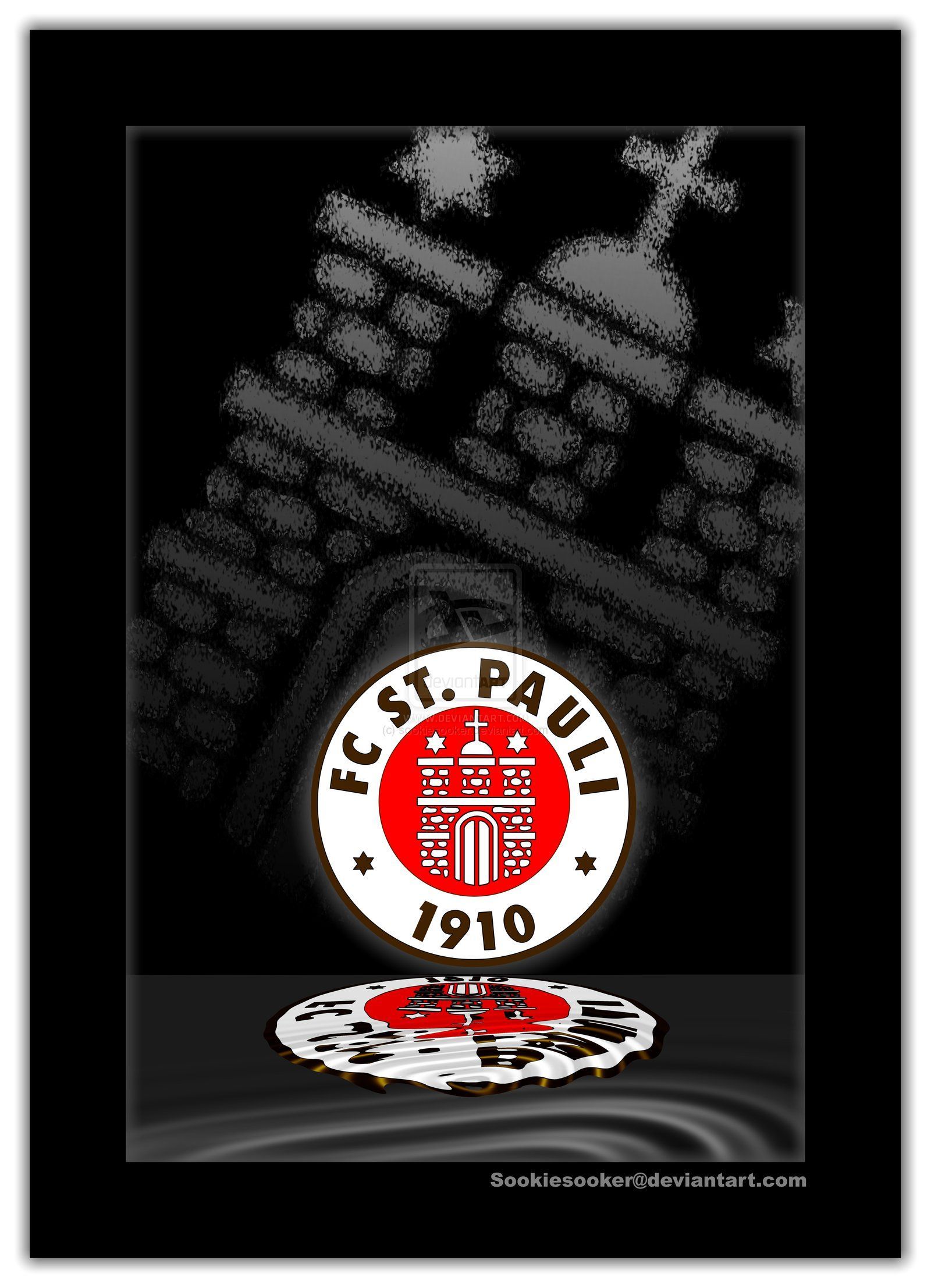 FC St. Pauli, Logo, Schwarzer Hintergrund, Minimalismus, QHD+ Wallpaper