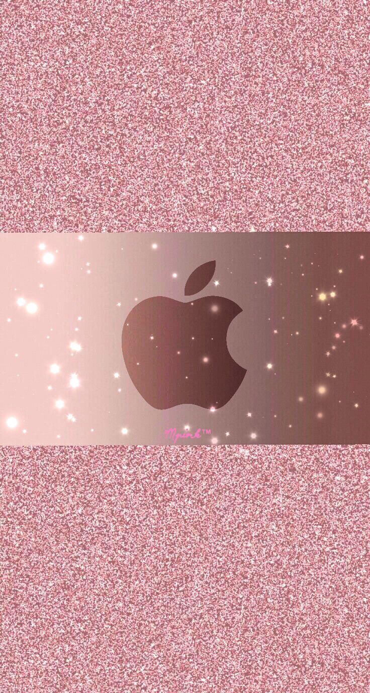 Apple-Logo, Glitzer, Roségold, Funkeln, Hochformat, Hintergrundbild fürs Smartphone