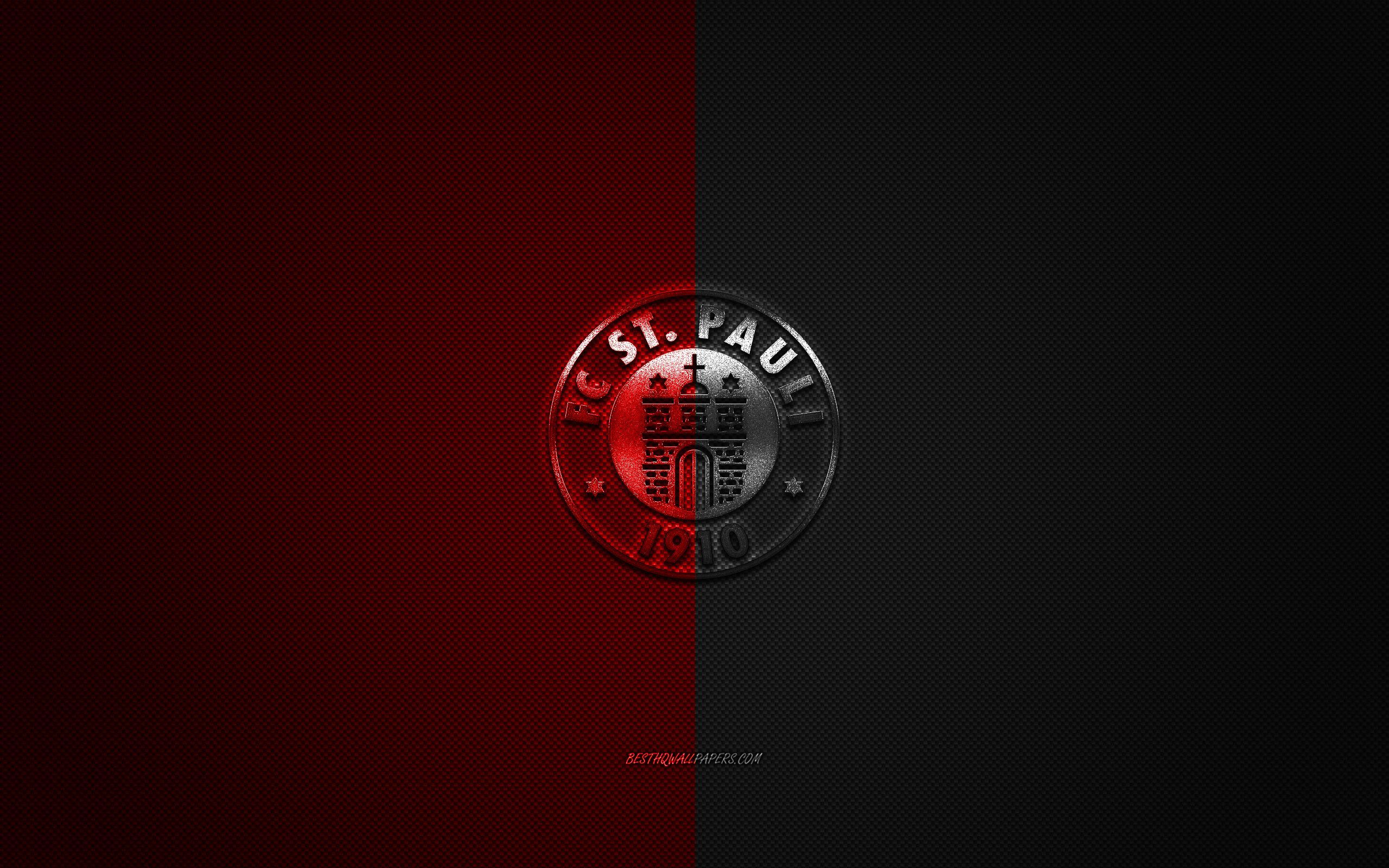 FC St. Pauli, Logo, Rot-Schwarz, Dunkel, Minimalismus, 16:10, 2K-Hintergrundbild für den Desktop