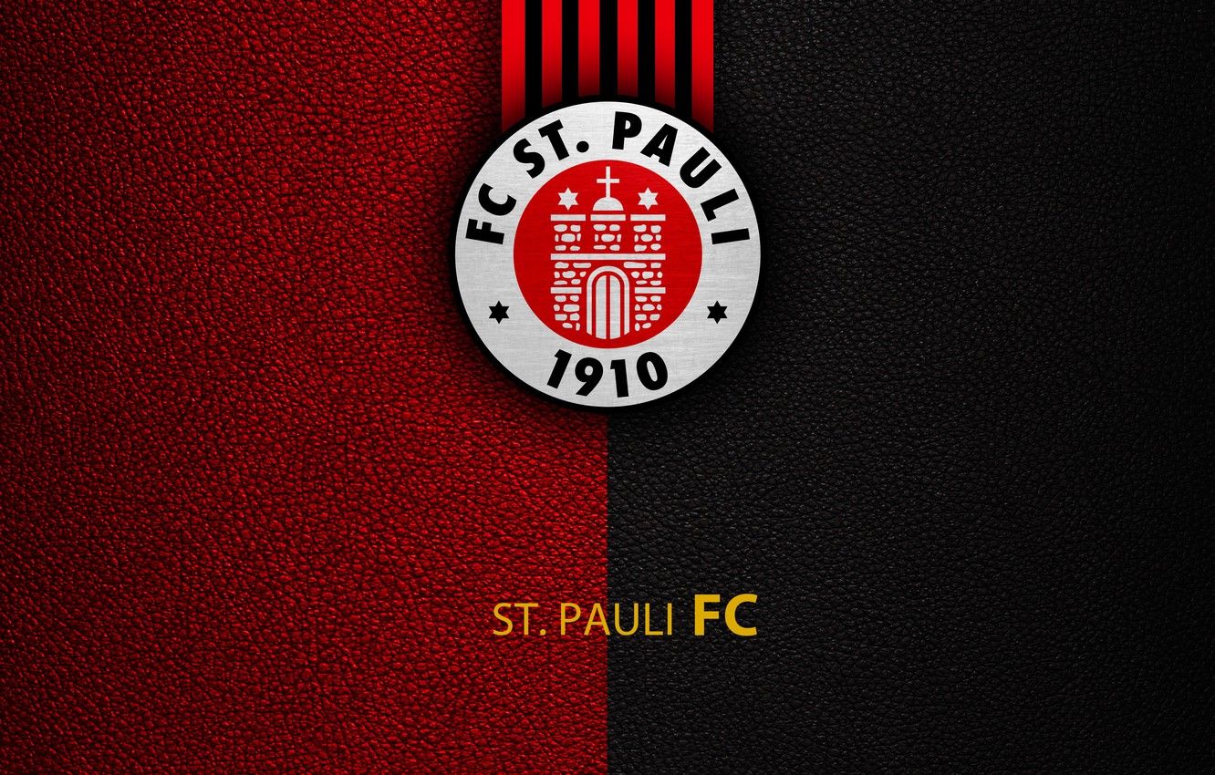 FC St. Pauli, Wappen, Lederstruktur, Rot-Schwarz, HD, Hintergrundbild für den PC