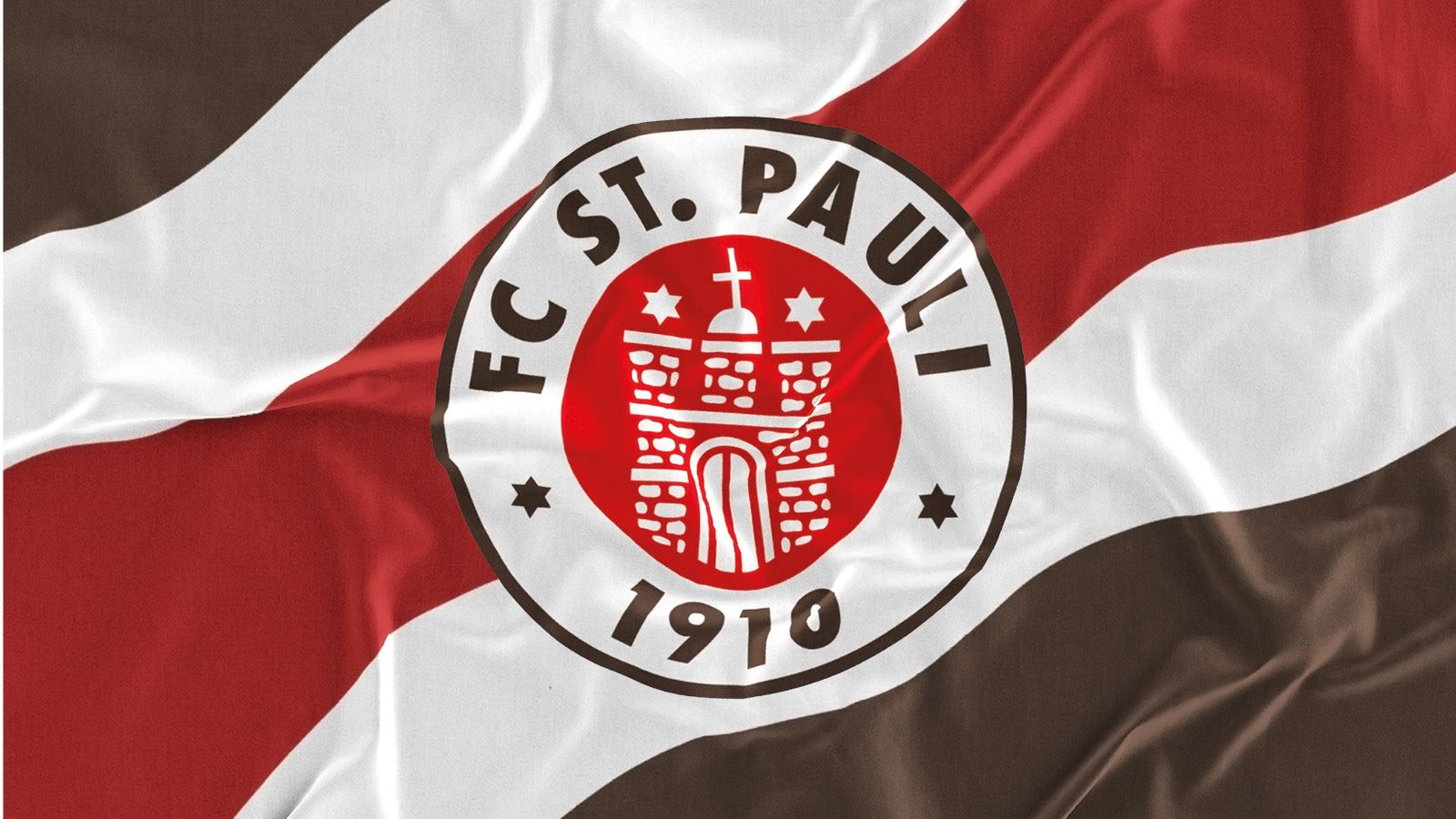 FC St. Pauli, Fahne, Wappen, Braun-Weiß-Rot, 16:9, HD-Hintergrundbild für den Desktop