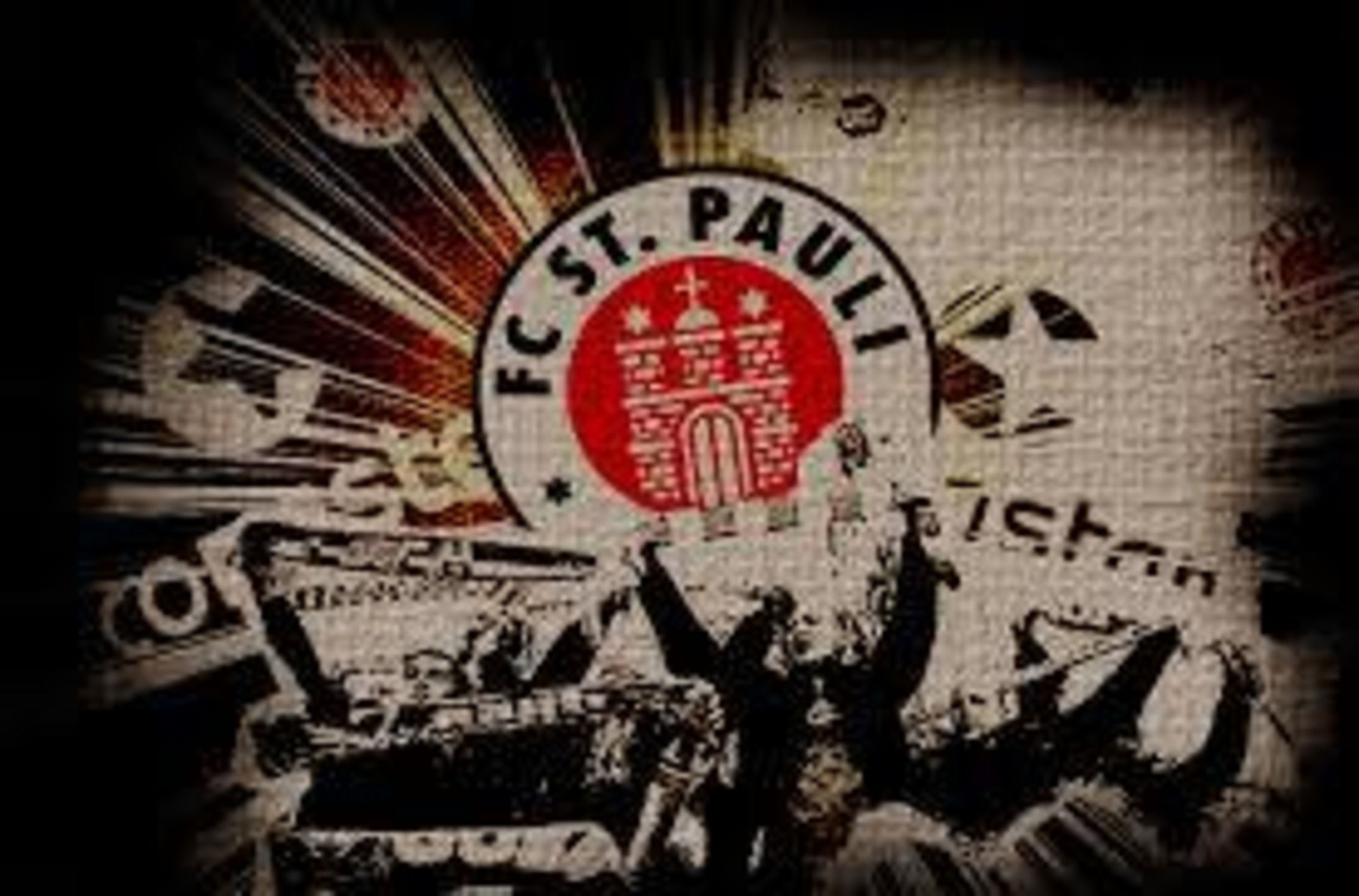 FC St. Pauli, Fans, Tribüne, Wappen, Grunge, Full HD, Desktop-Hintergrund für Windows