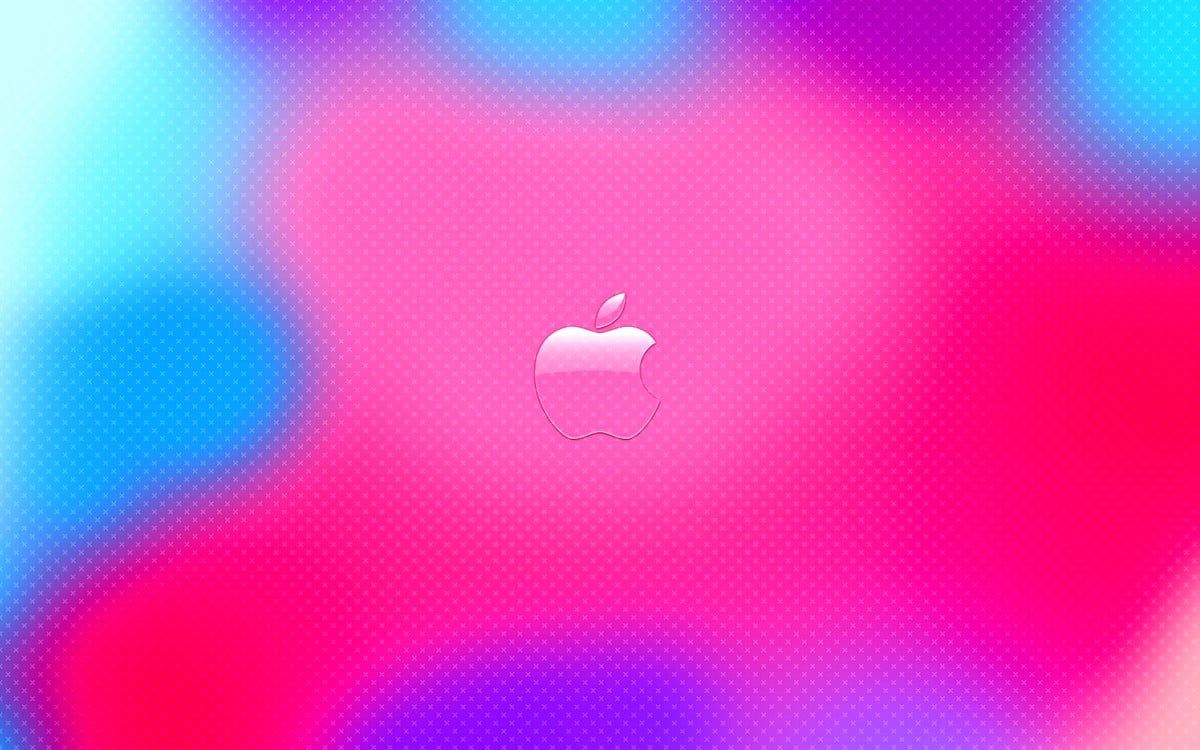 Apple-Logo, Farbverlauf, Pink, Blau, Lila, Hintergrund