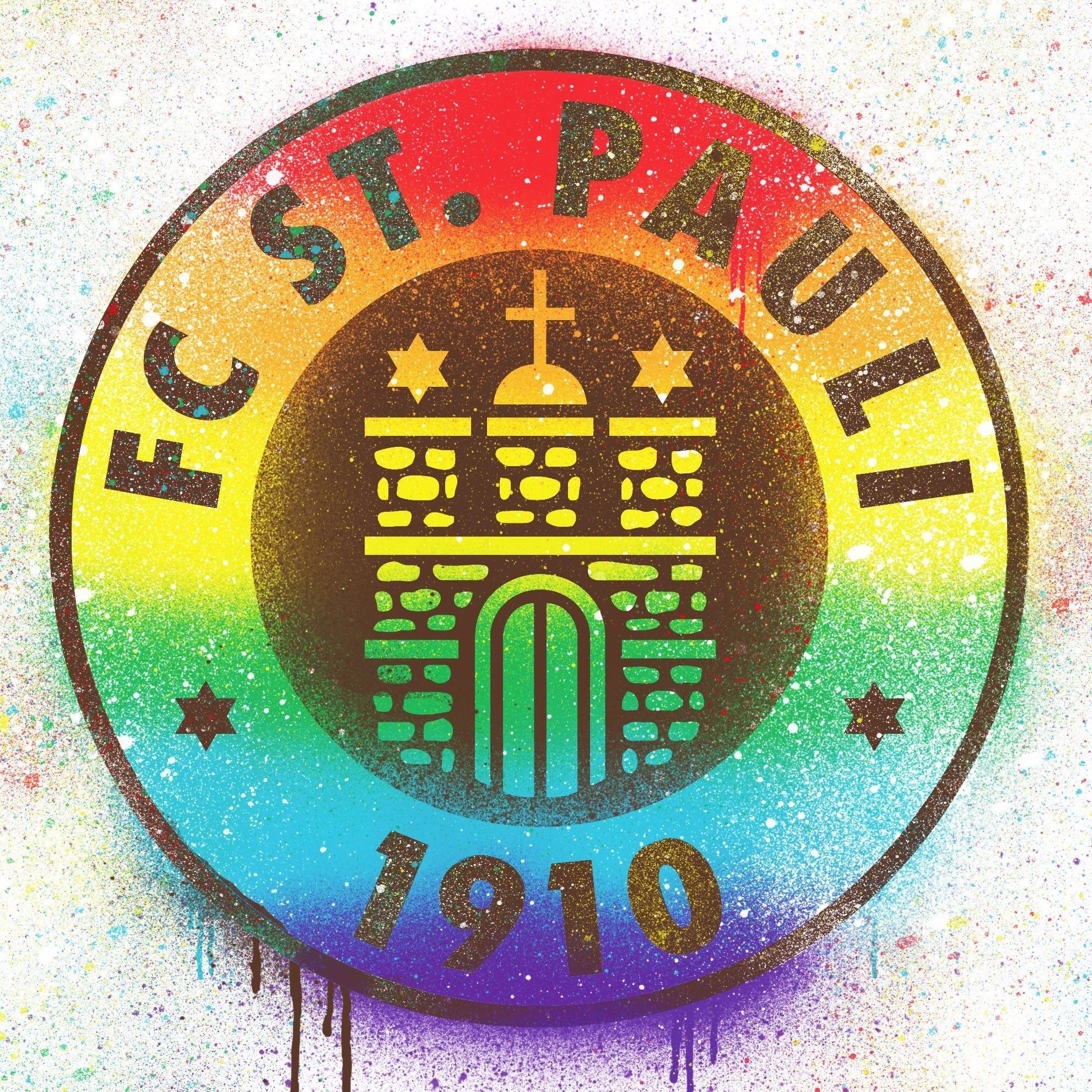 FC St. Pauli, Wappen, Regenbogenfarben, Pride, Aquarell, Full HD, Tablet-Hintergrund
