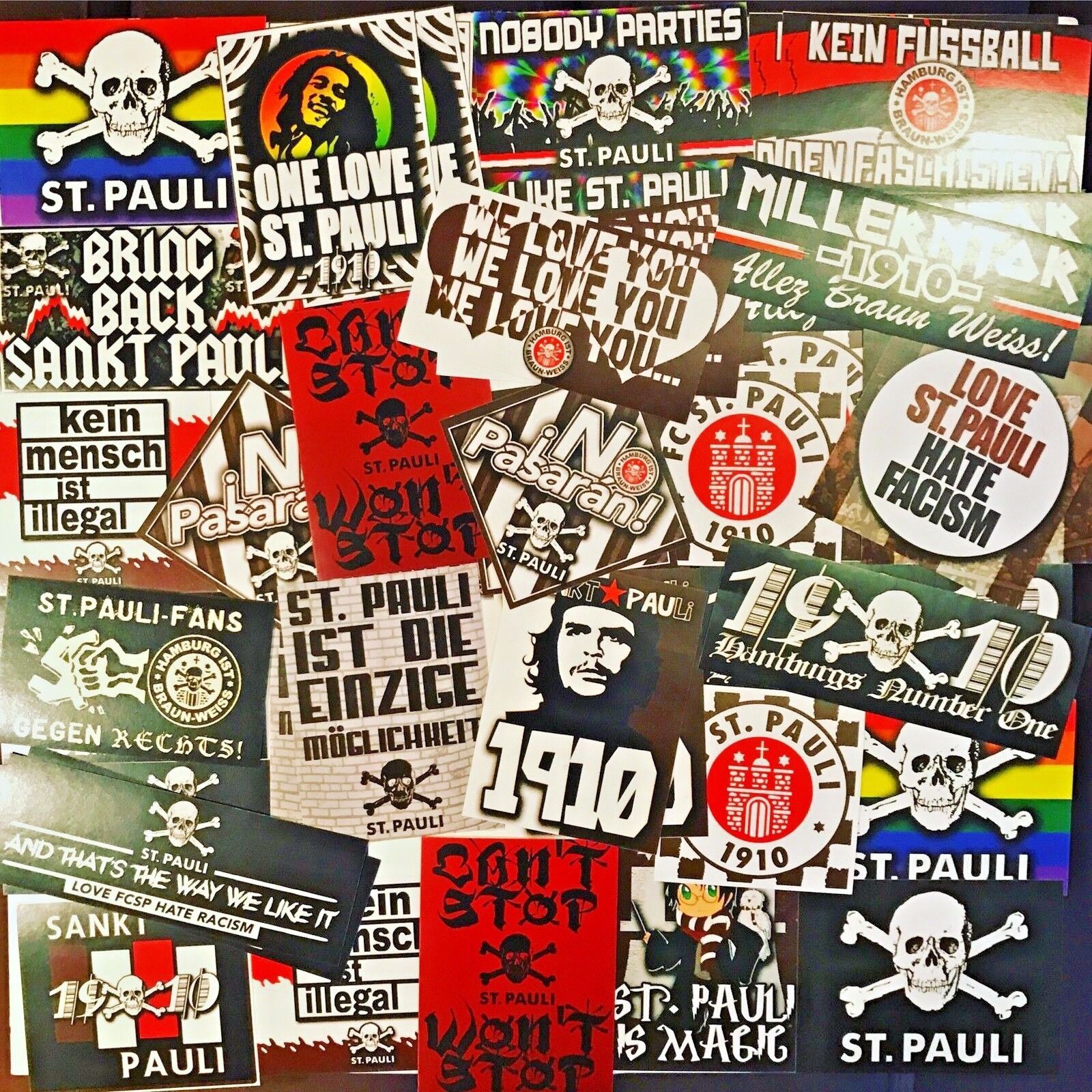 FC St. Pauli, Aufkleber, Sticker-Collage, Fankultur, Bunt, HD, iPad-Hintergrundbild