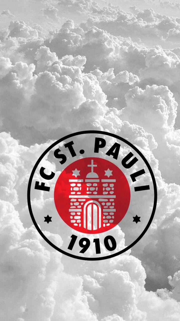 FC St. Pauli, Logo, Wolken, Grau, Hochformat, Hintergrundbild fürs Smartphone