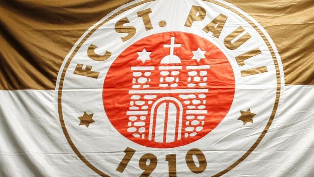 FC St. Pauli, Fahne, Wappen, Braun-Weiß, Nahaufnahme, Hintergrundbild