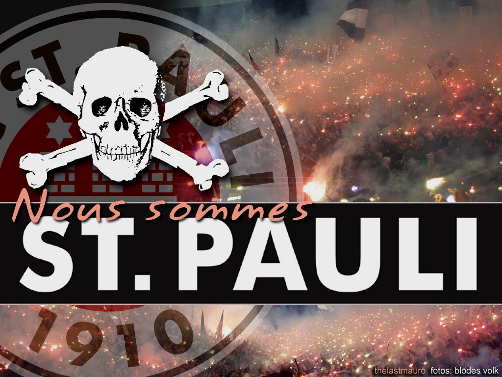Nous sommes St. Pauli, FC St. Pauli, Totenkopf, Pyrotechnik, Fans, Hintergrundbild fürs Tablet