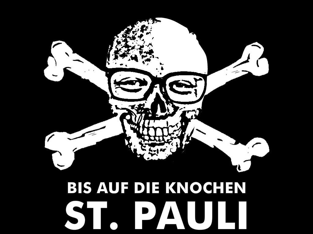 Bis auf die Knochen, FC St. Pauli, Totenkopf, Brille, Schwarz-Weiß, Hintergrundbild fürs iPad