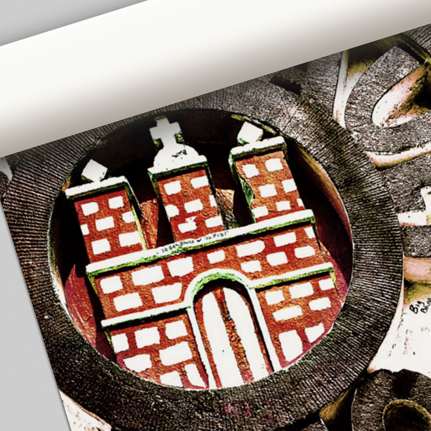 FC St. Pauli, Wappen-Skulptur, Hamburger Wappen, Burg, Nahaufnahme, HD, Tablet-Hintergrund