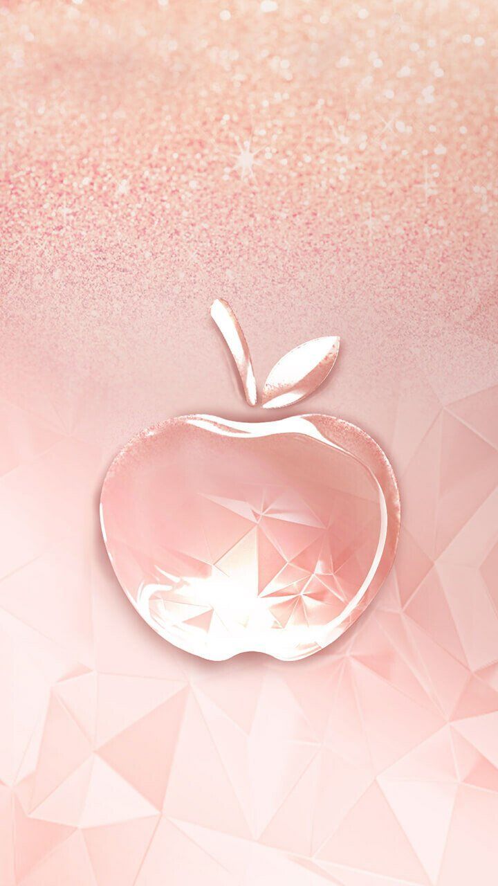 Apple-Logo, Polygon, Glitzer, Rosa, HD, Handy-Hintergrund im Hochformat