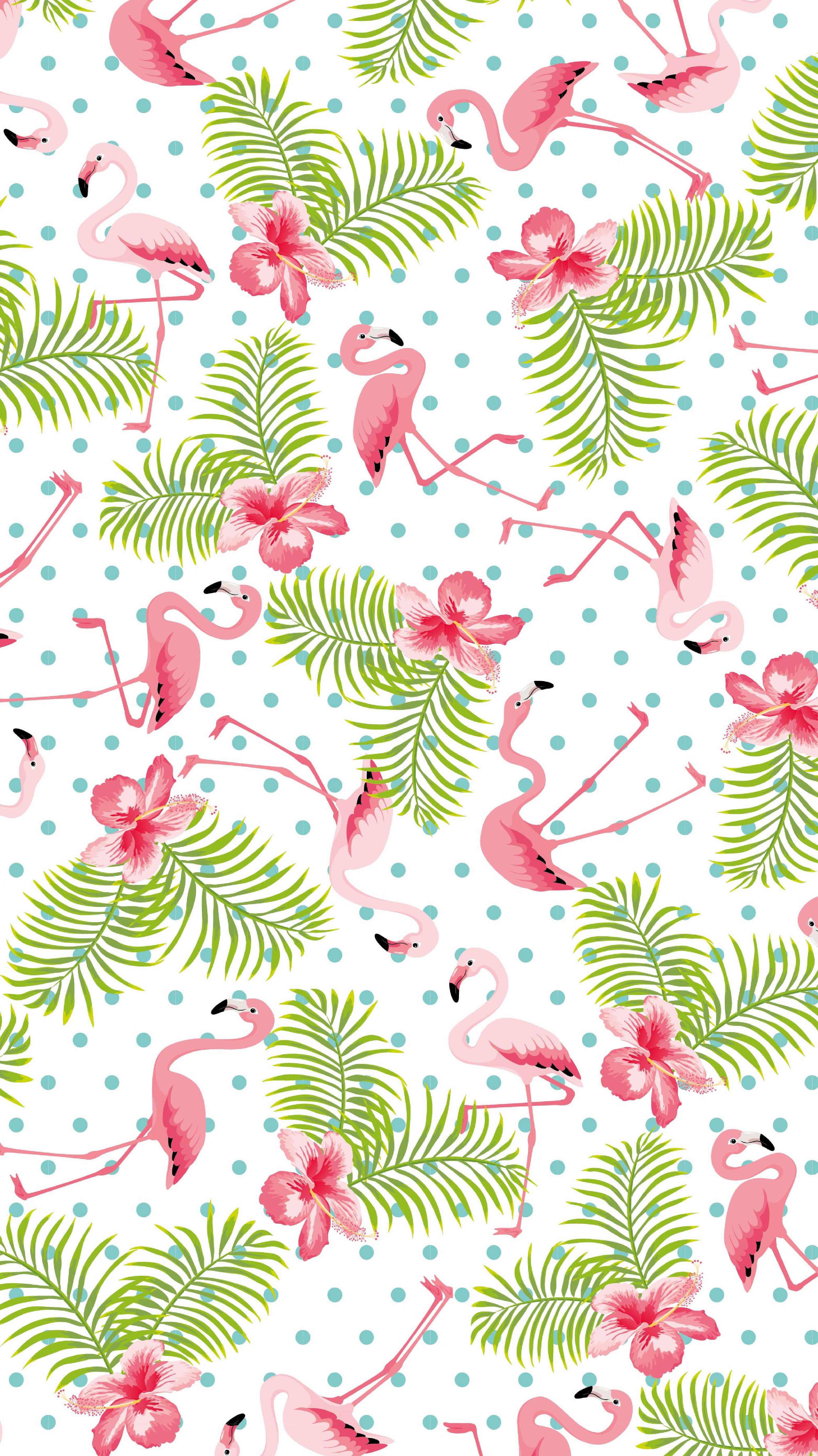 Flamingos, Tropenblätter, Muster, Weißer Hintergrund, Aquarell, Sperrbildschirm fürs iPhone