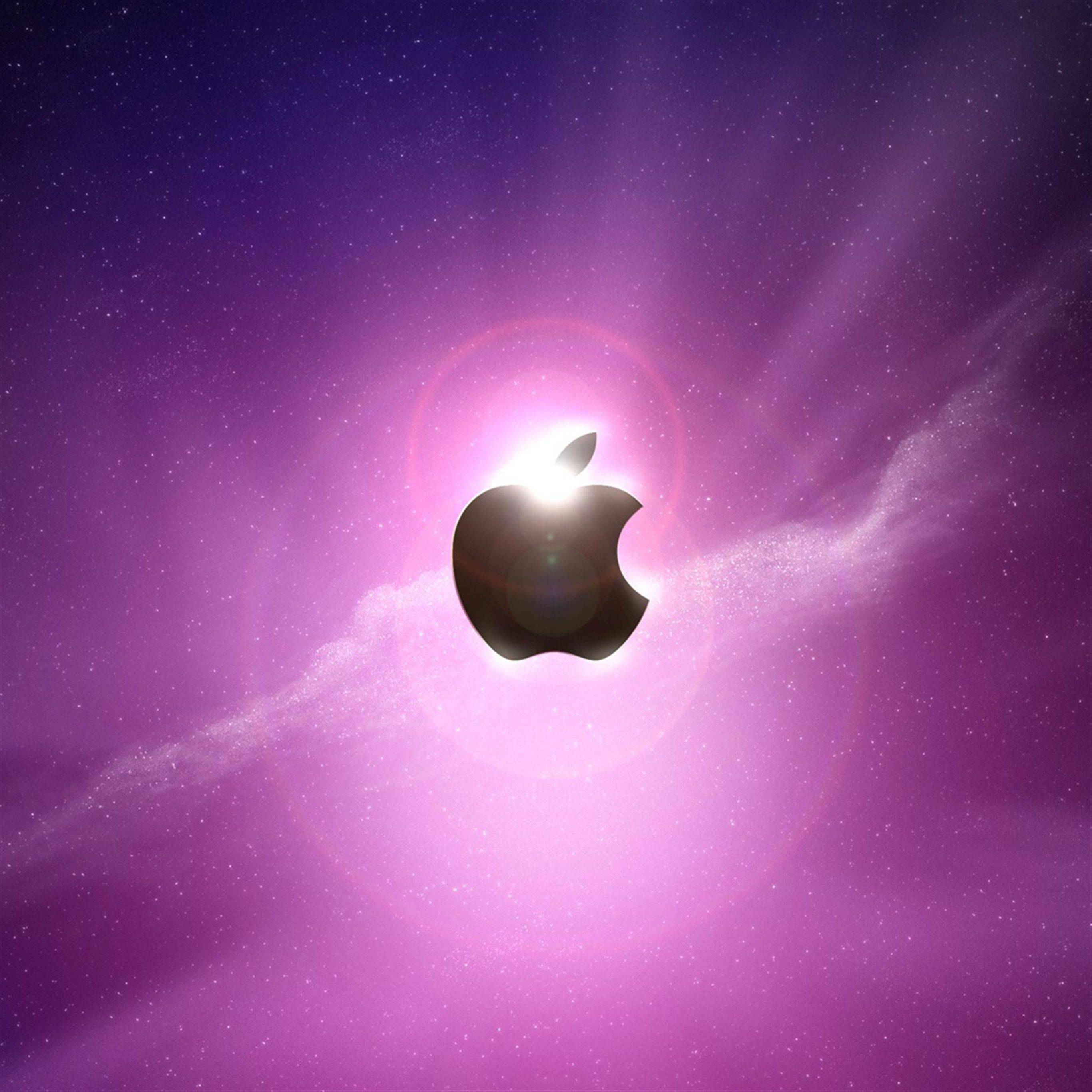 Apple-Logo, Lila, Leuchtend, Weltraum, 2K, iPad-Hintergrundbild