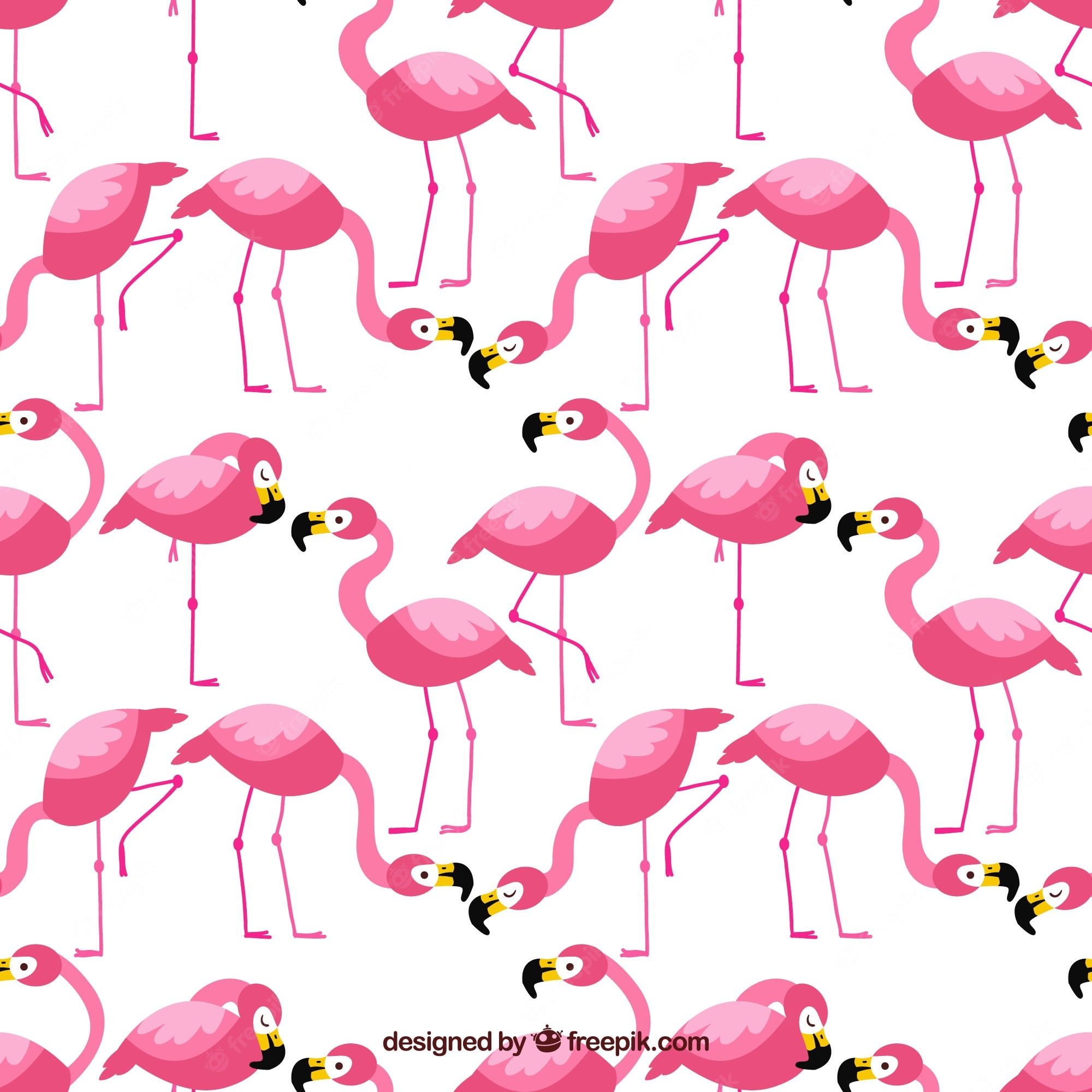 Flamingomuster, Pink, Weißer Hintergrund, Illustration, Dicht, Full HD Wallpaper