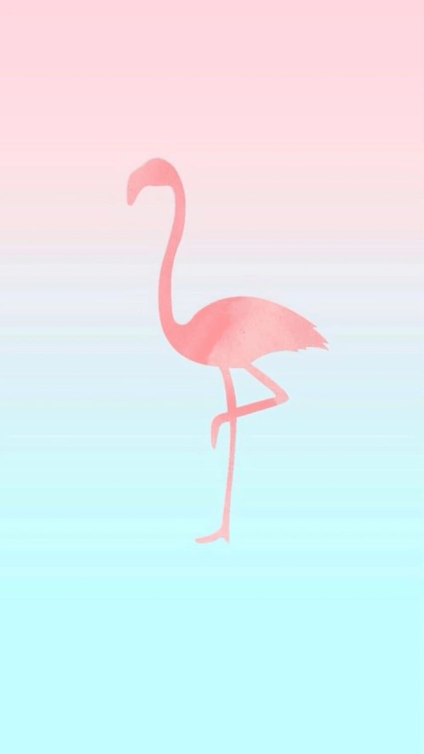 Flamingo, Silhouette, Farbverlauf, Rosa und Hellblau, Minimalistisch, HD, iPhone-Hintergrundbild