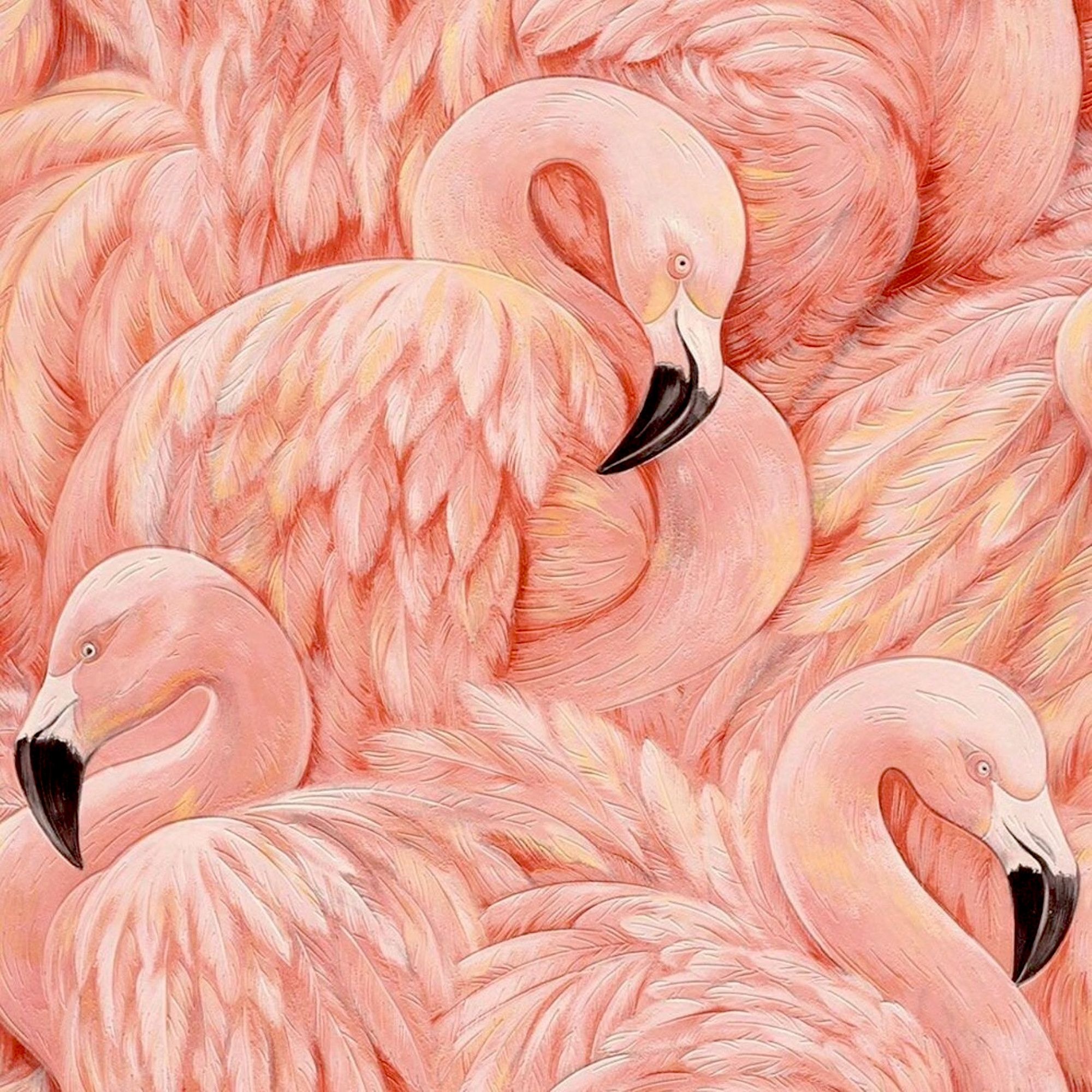 Flamingos, Gezeichnet, Lachsfarben, Muster, Hochformat, Full HD, iPad-Hintergrundbild