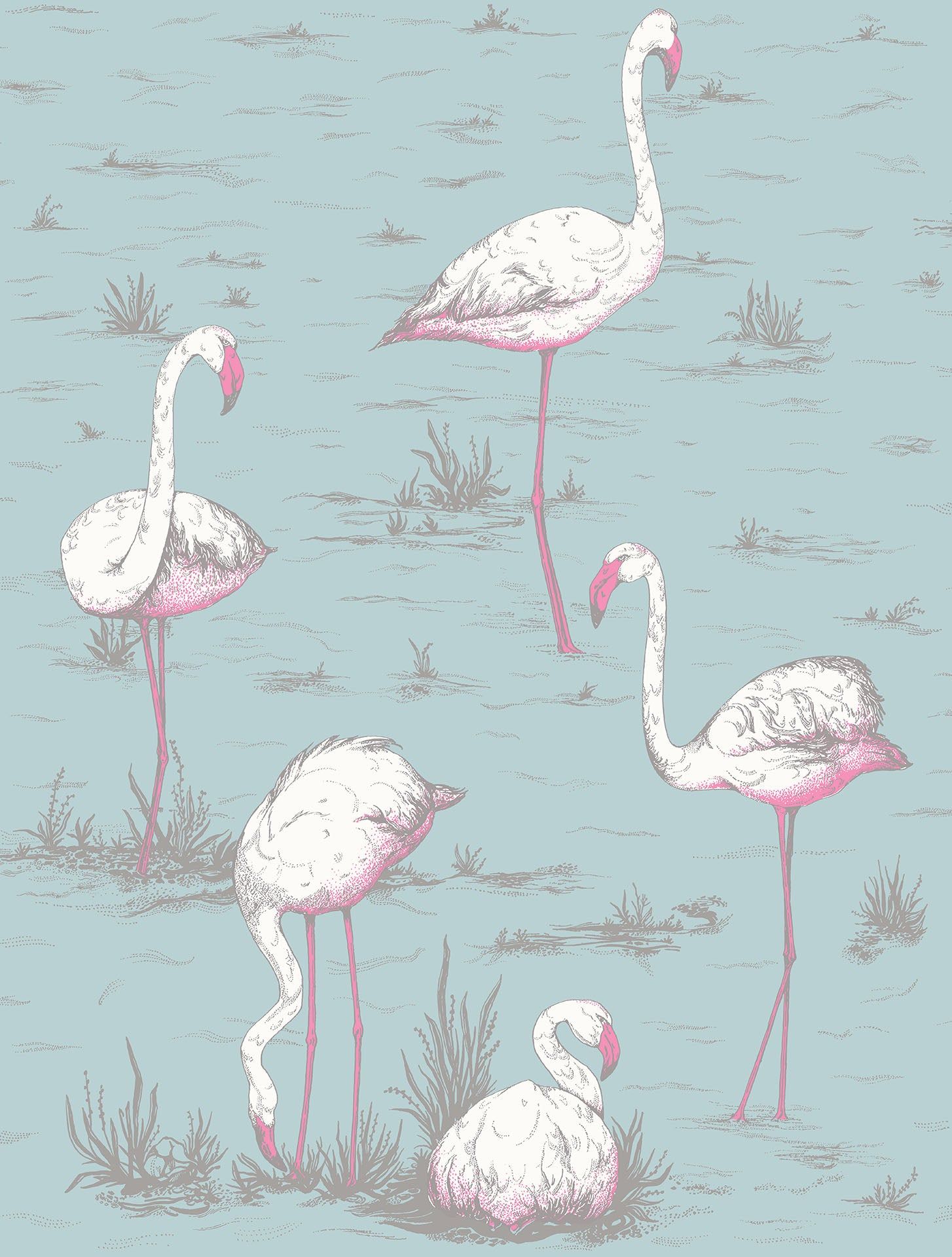 Weiße Flamingos, Illustration, Graugrüner Hintergrund, Vintage, Hochformat, QHD+ Wallpaper