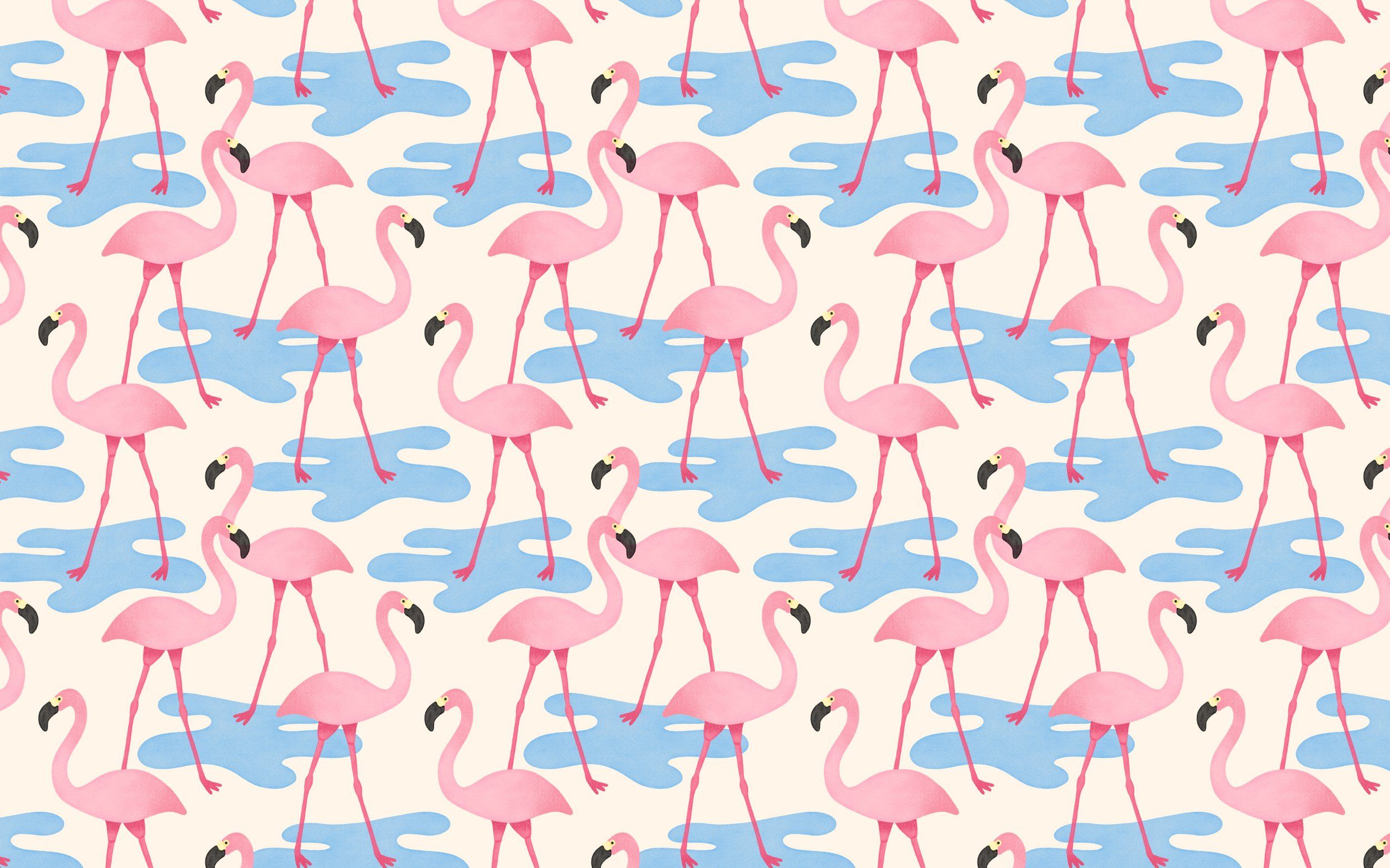 Flamingomuster, Blaue Flecken, Pastell, Illustration, Full HD, Desktop-Hintergrund für Windows
