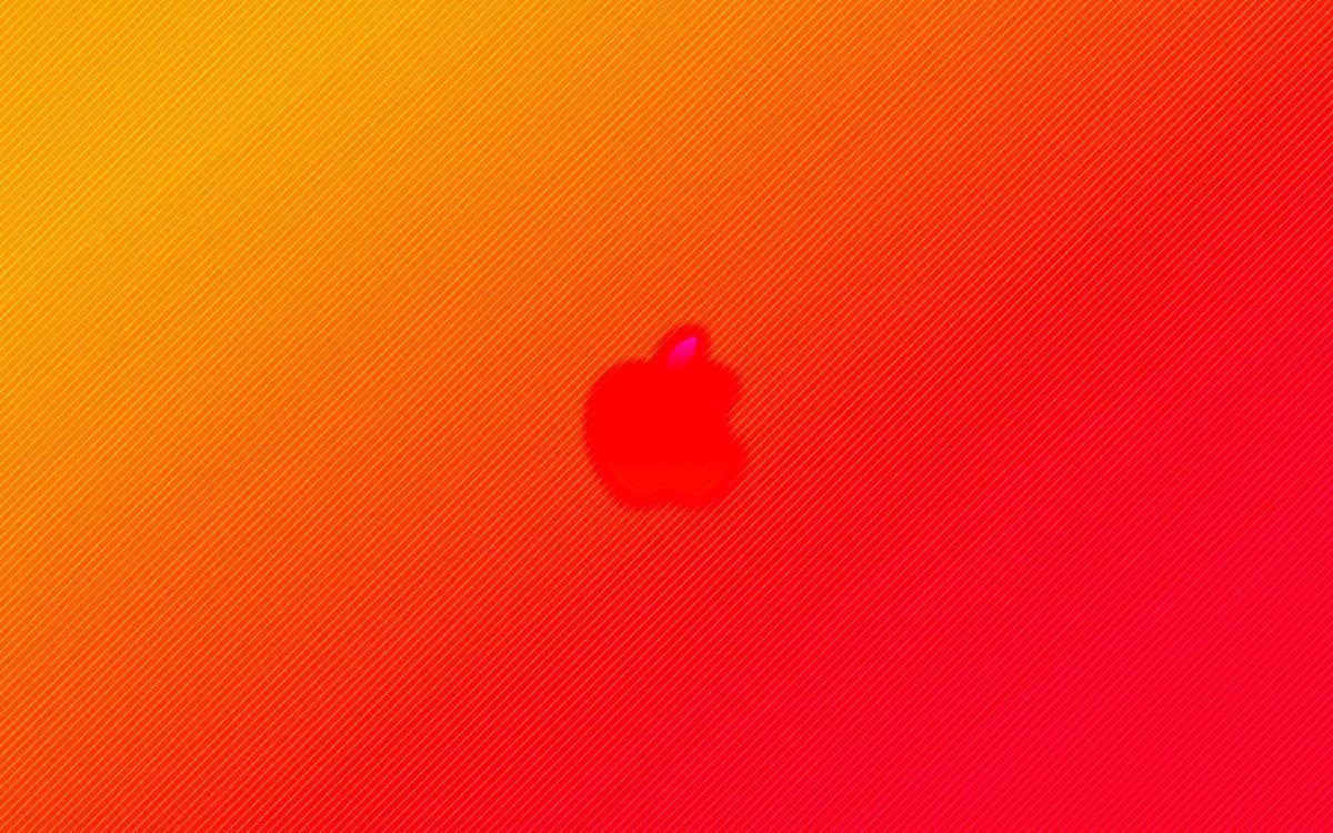 Apple-Logo, Rot, Orange, Farbverlauf, Hintergrund