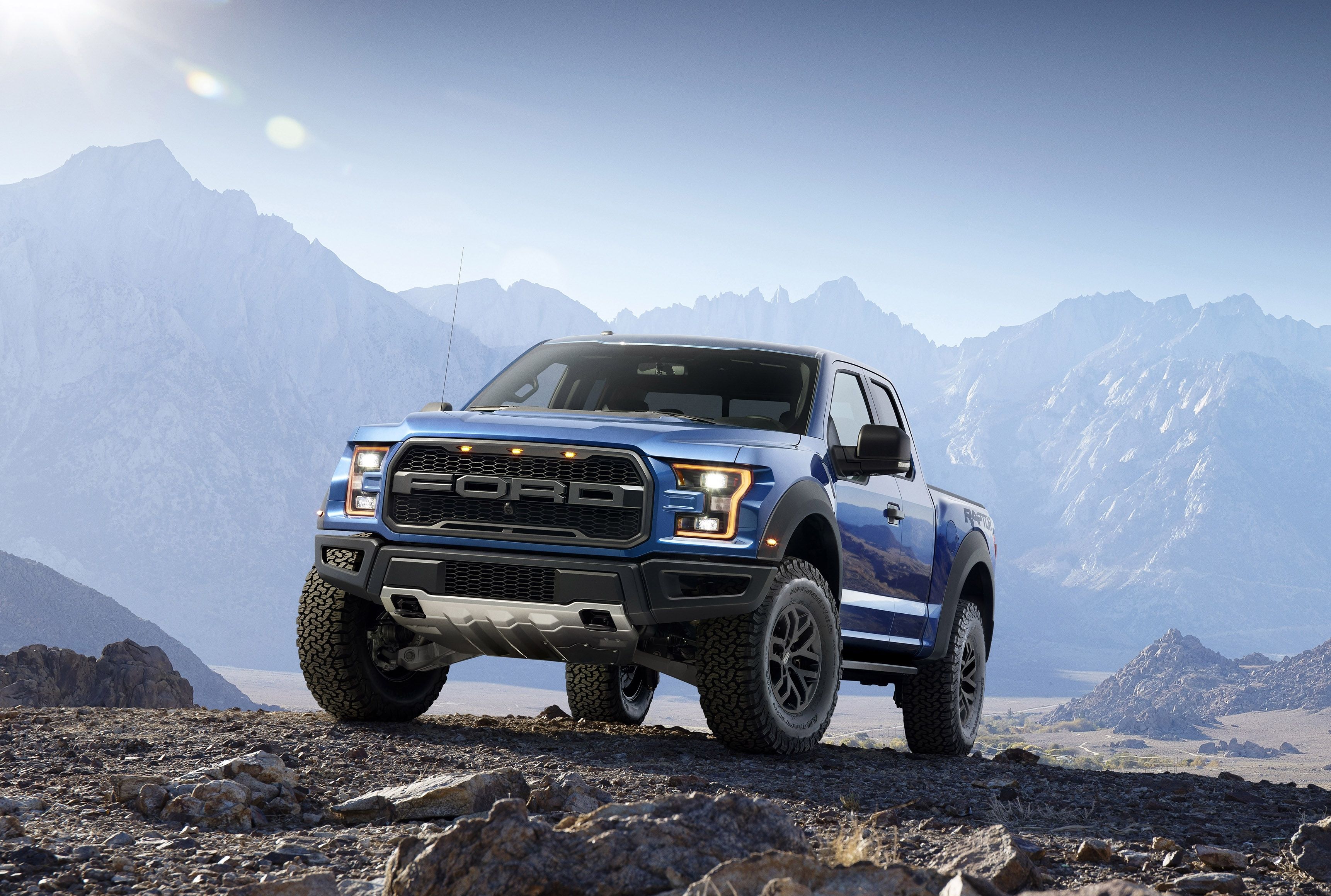 Ford F-150 Raptor, Pick-up, Gebirge, Offroad, Blau, 2K, Hintergrundbild für den PC